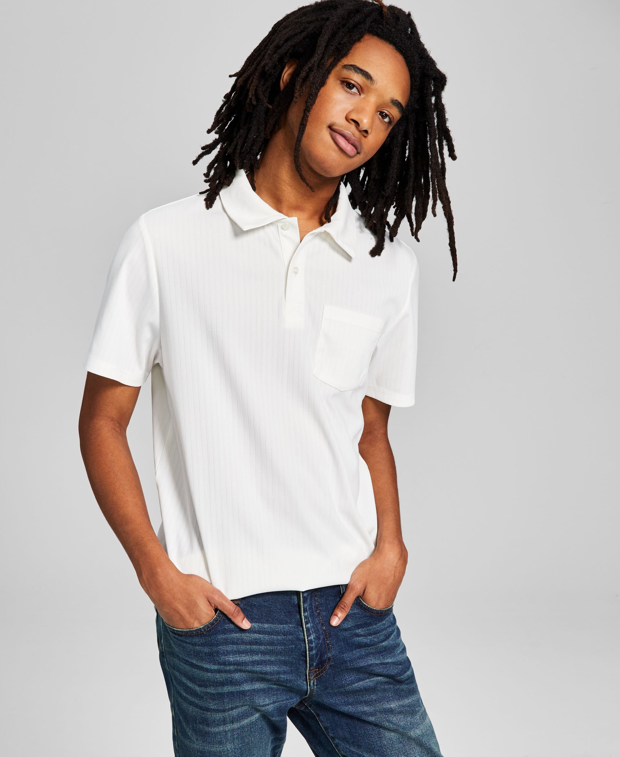 Men's Textured Short-Sleeve Polo Modern Shirt