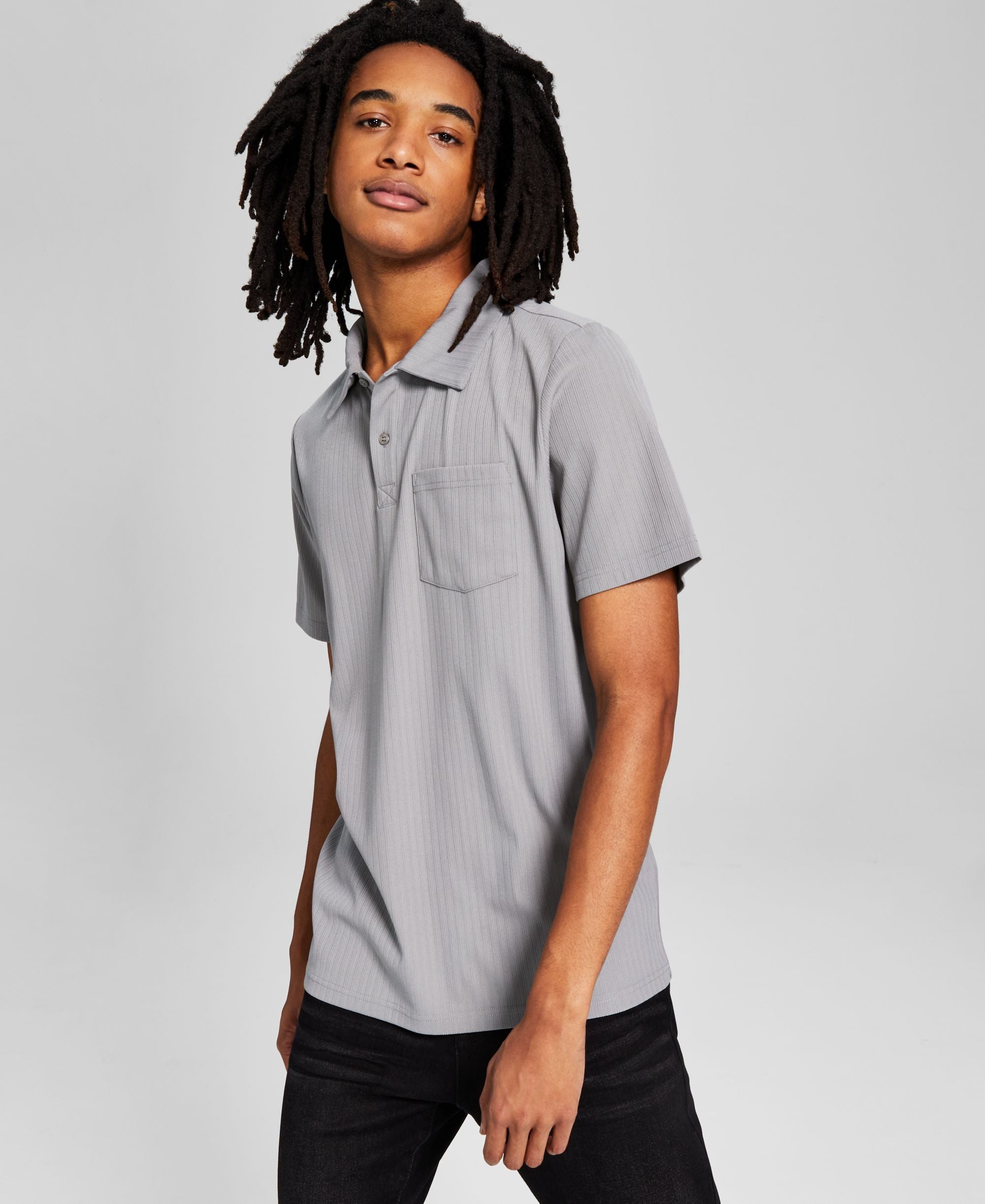 Men's Textured Short-Sleeve Polo Modern Shirt