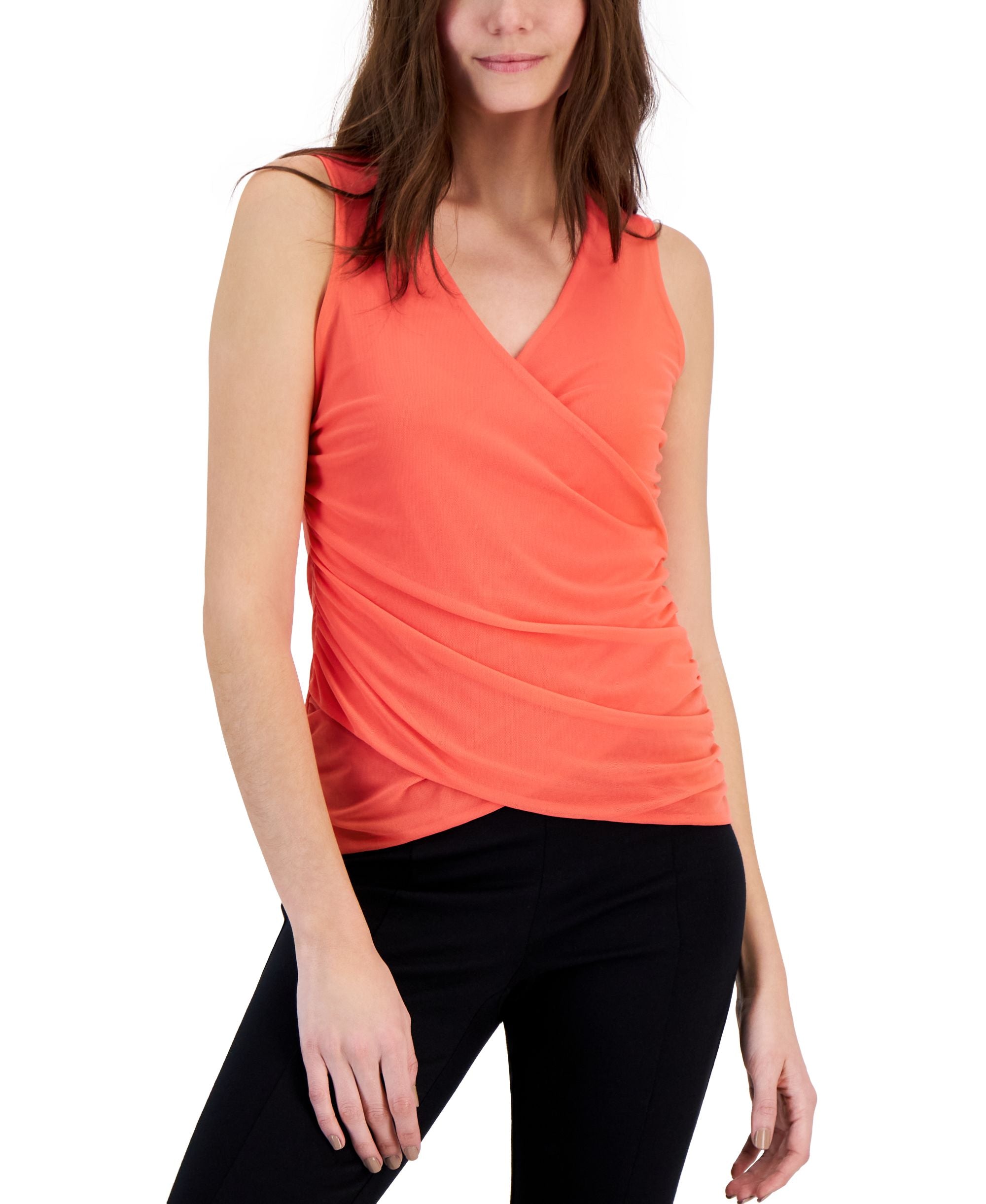 International Concepts Womens Mesh Crossover Premium Top