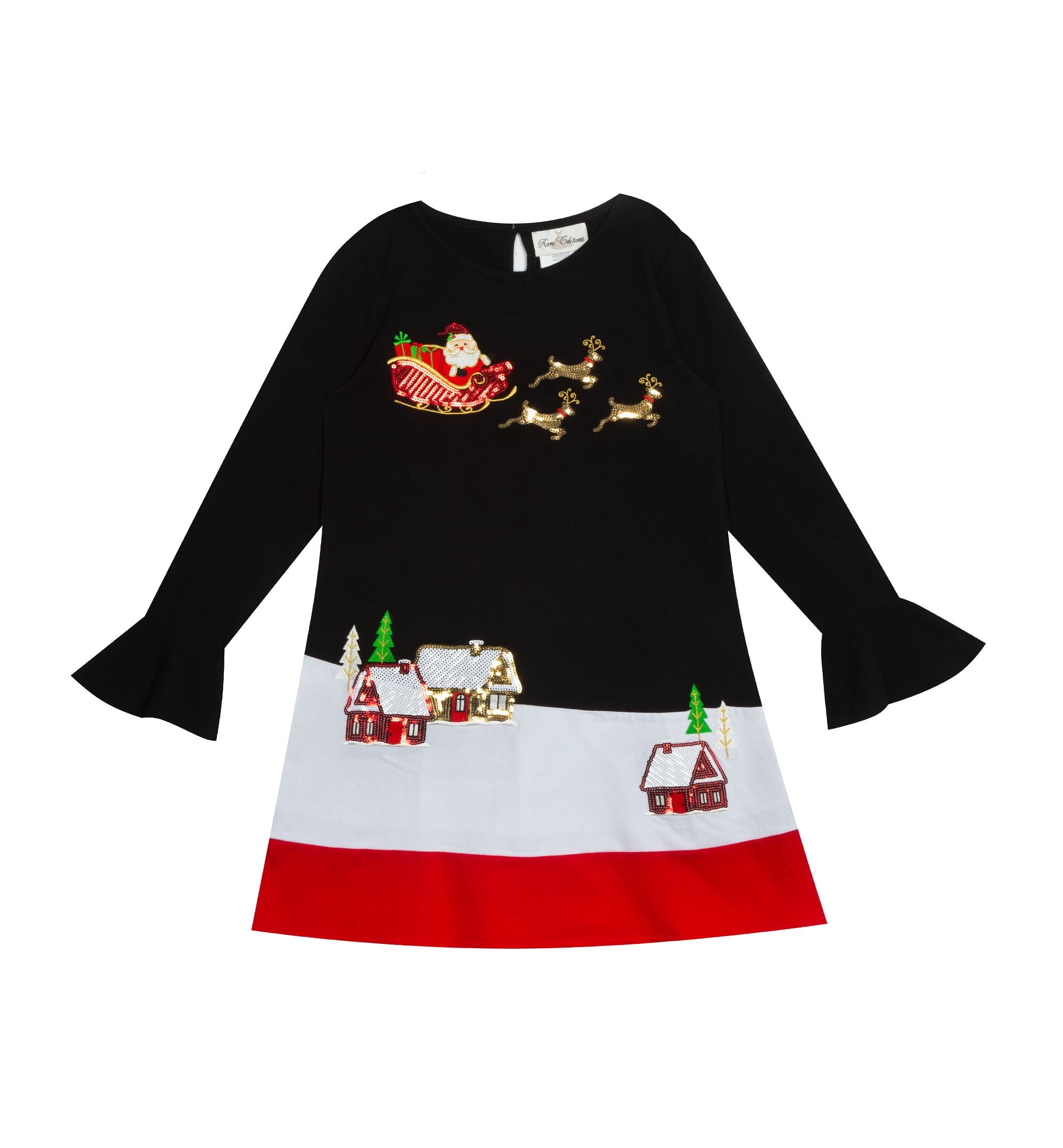 Rare Editions Toddler Girls Santa Colorblock Jersey Knit Dress