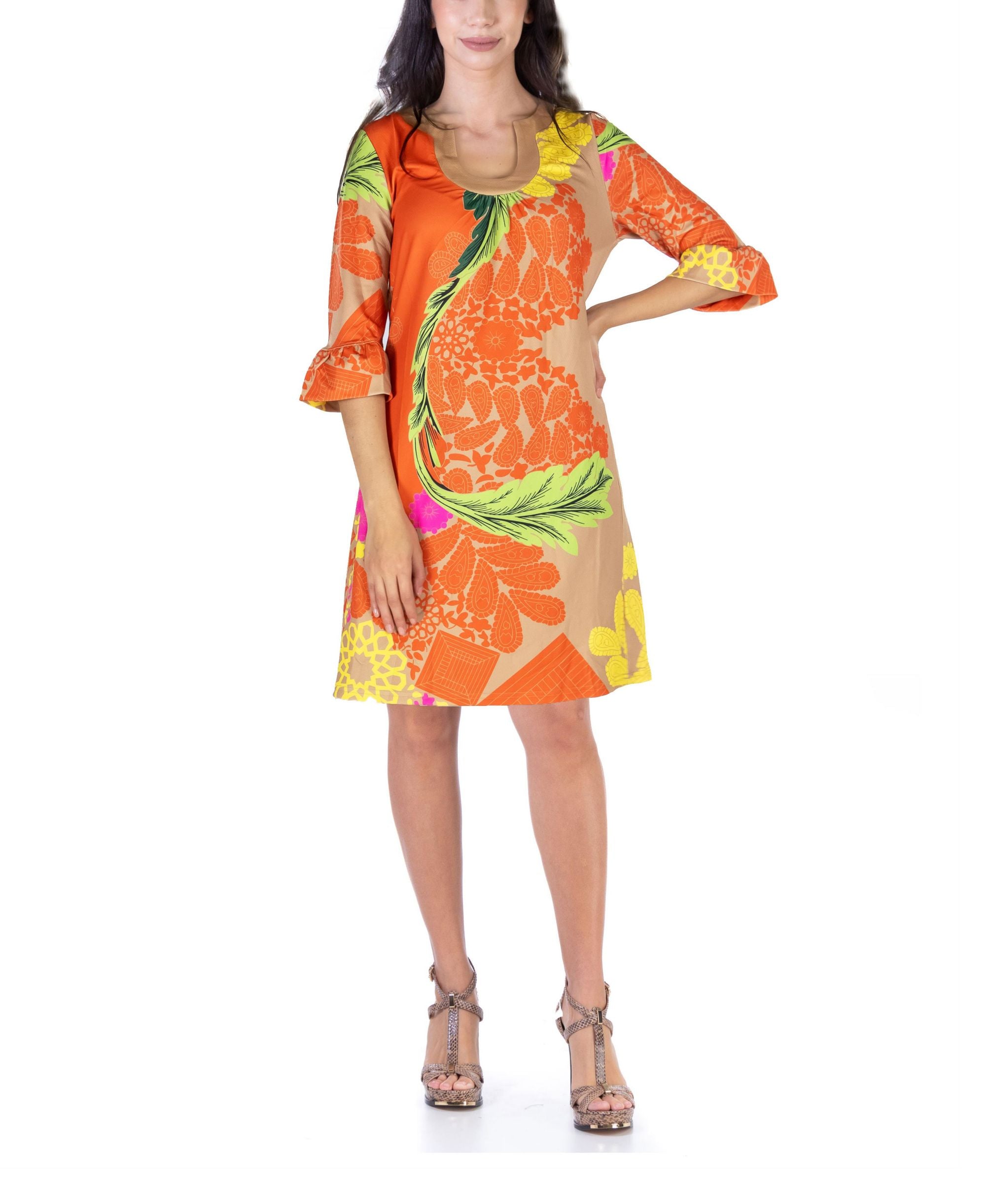 Women's Paisley Print Elbow Sleeve Shift Dress