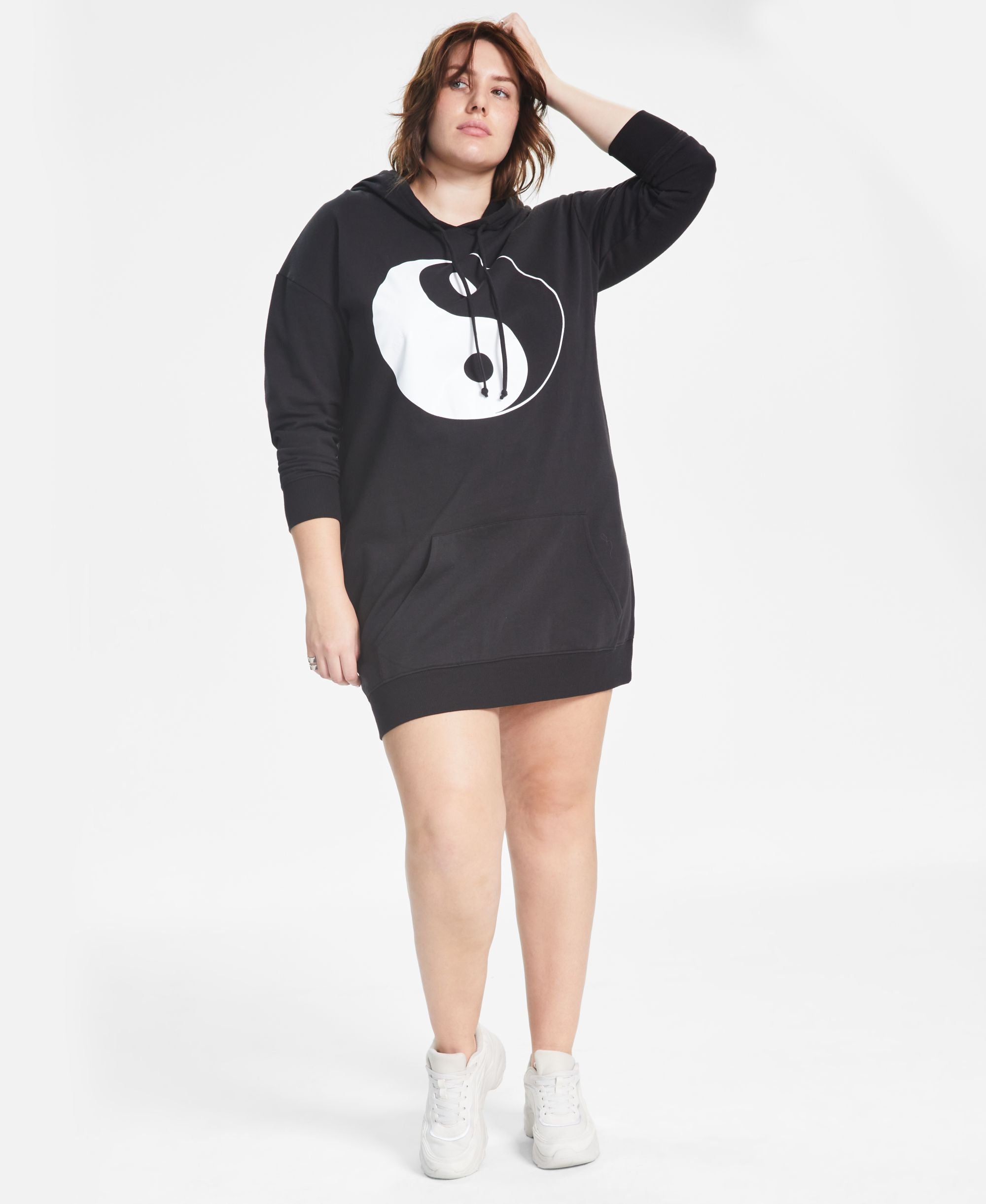 Modern Plus Size Hoodie Sweatshirt Dress
