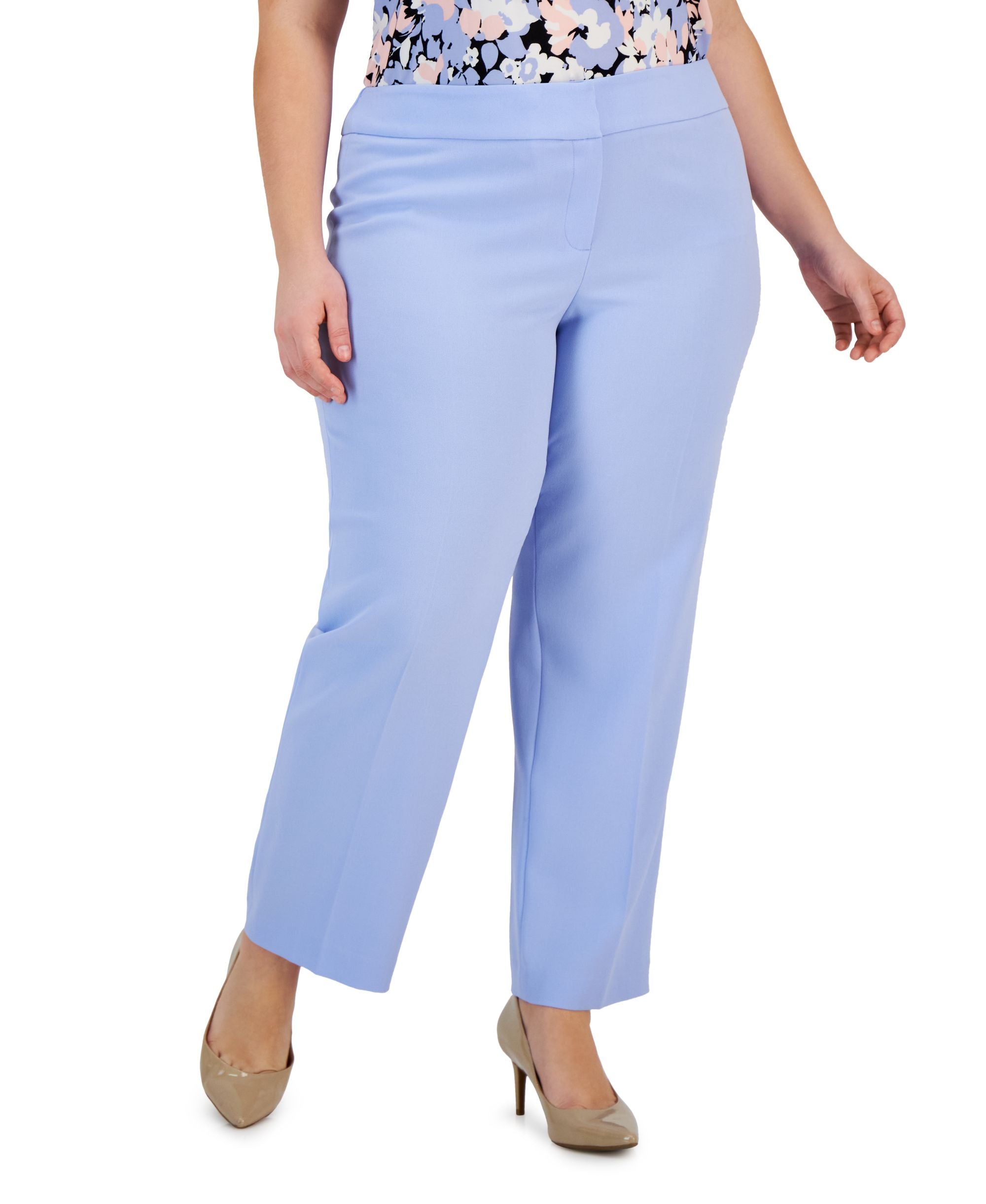 Plus Size Stretch Crepe Mid-Rise Ankle Signature Pants