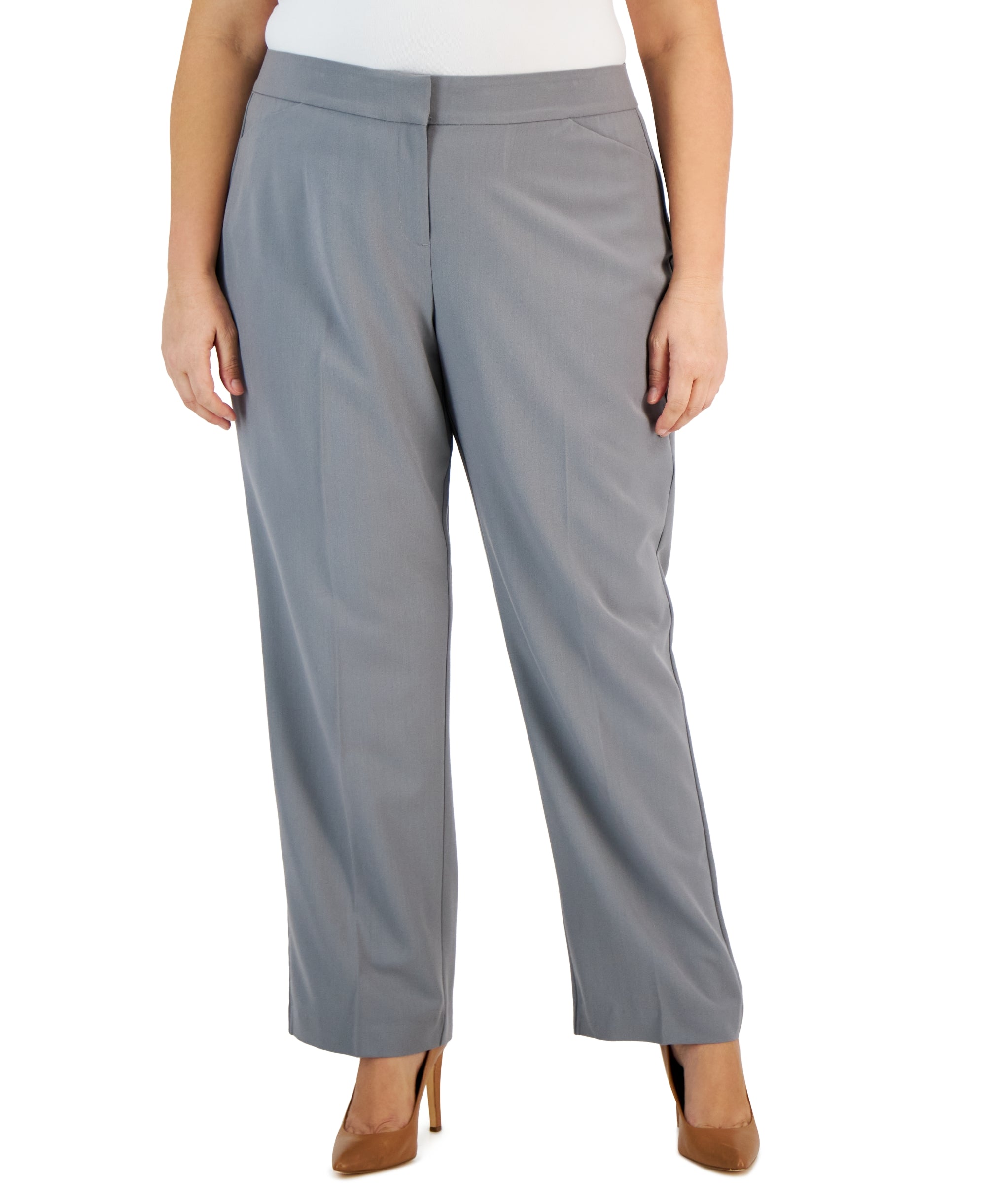 Plus & Petite Plus Size Curvy-Fit Straight-Leg Signature Pants