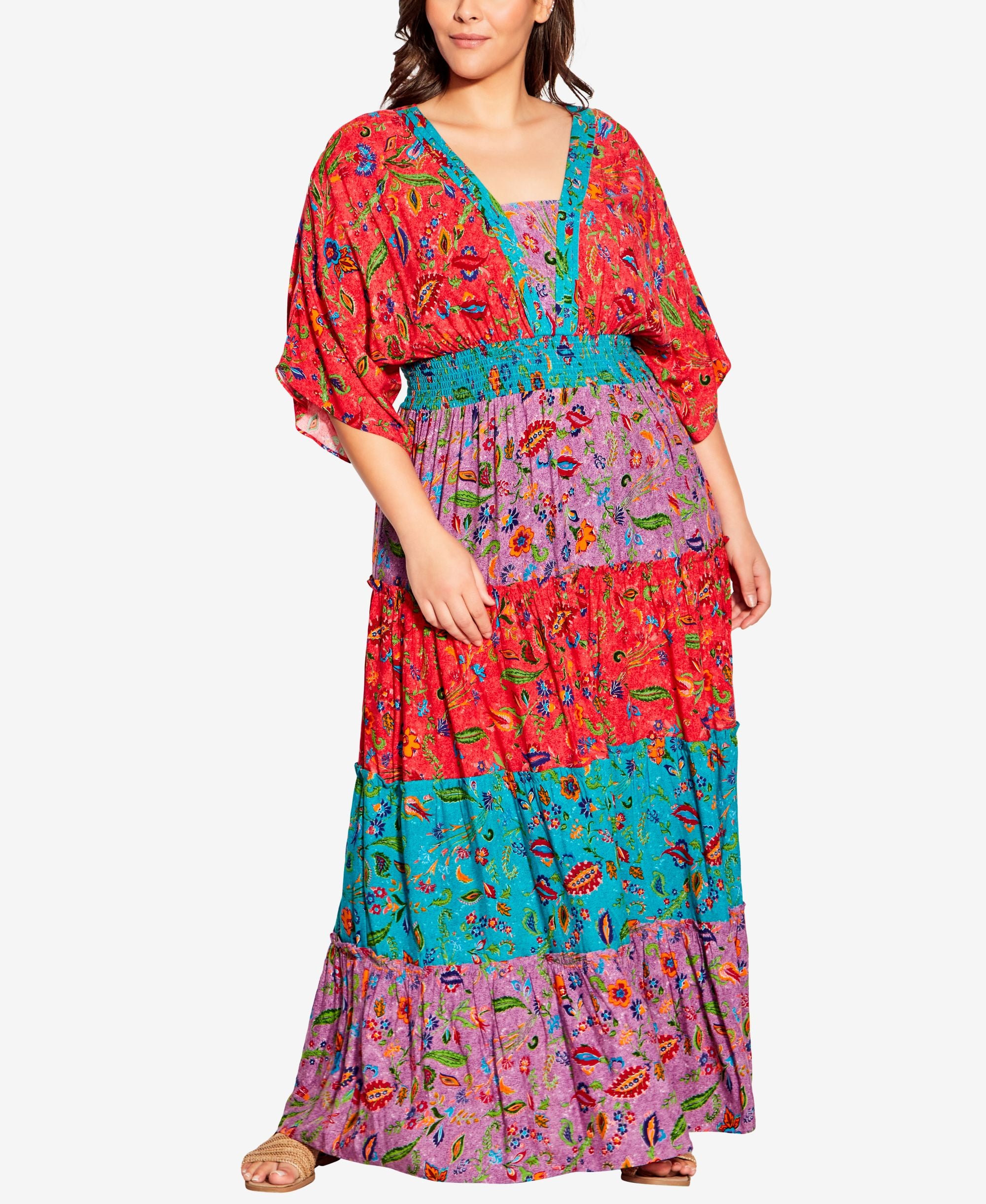 Plus Size Daisy Tiered Flounce Maxi Dress