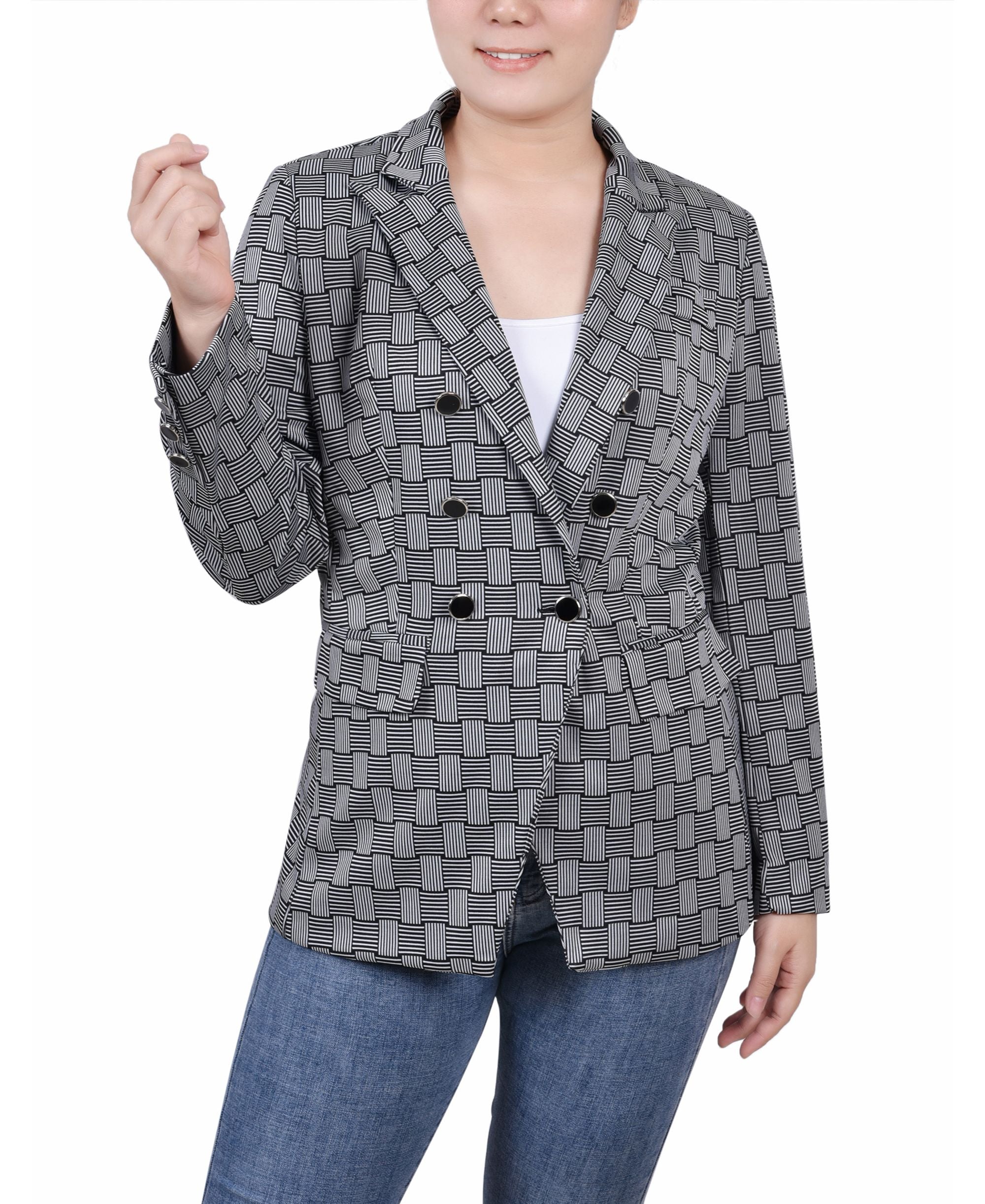 NY Collection Petite Long-Sleeve Double Breasted Jacket