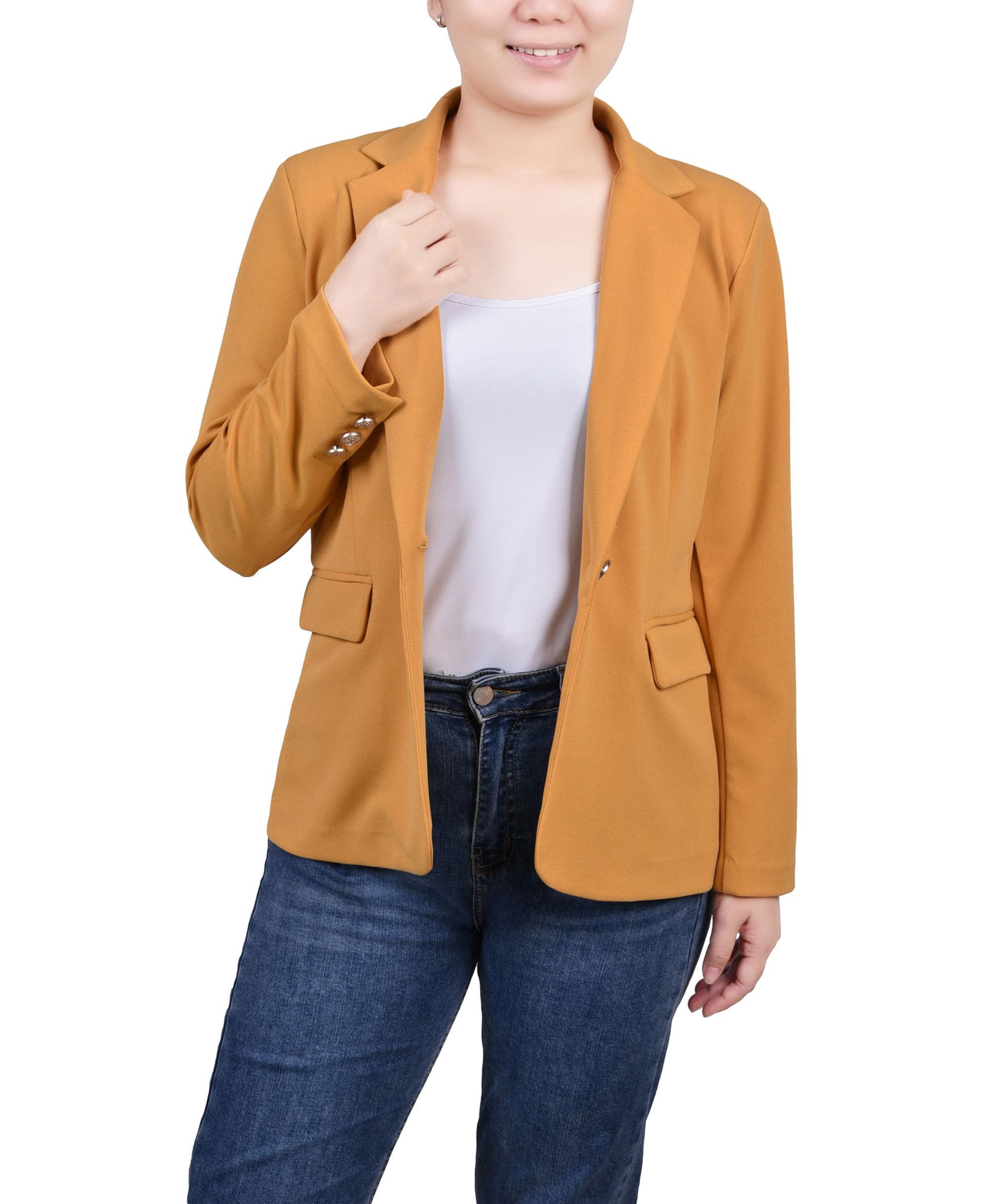 Petite Long-Sleeve Scuba Crepe Jacket