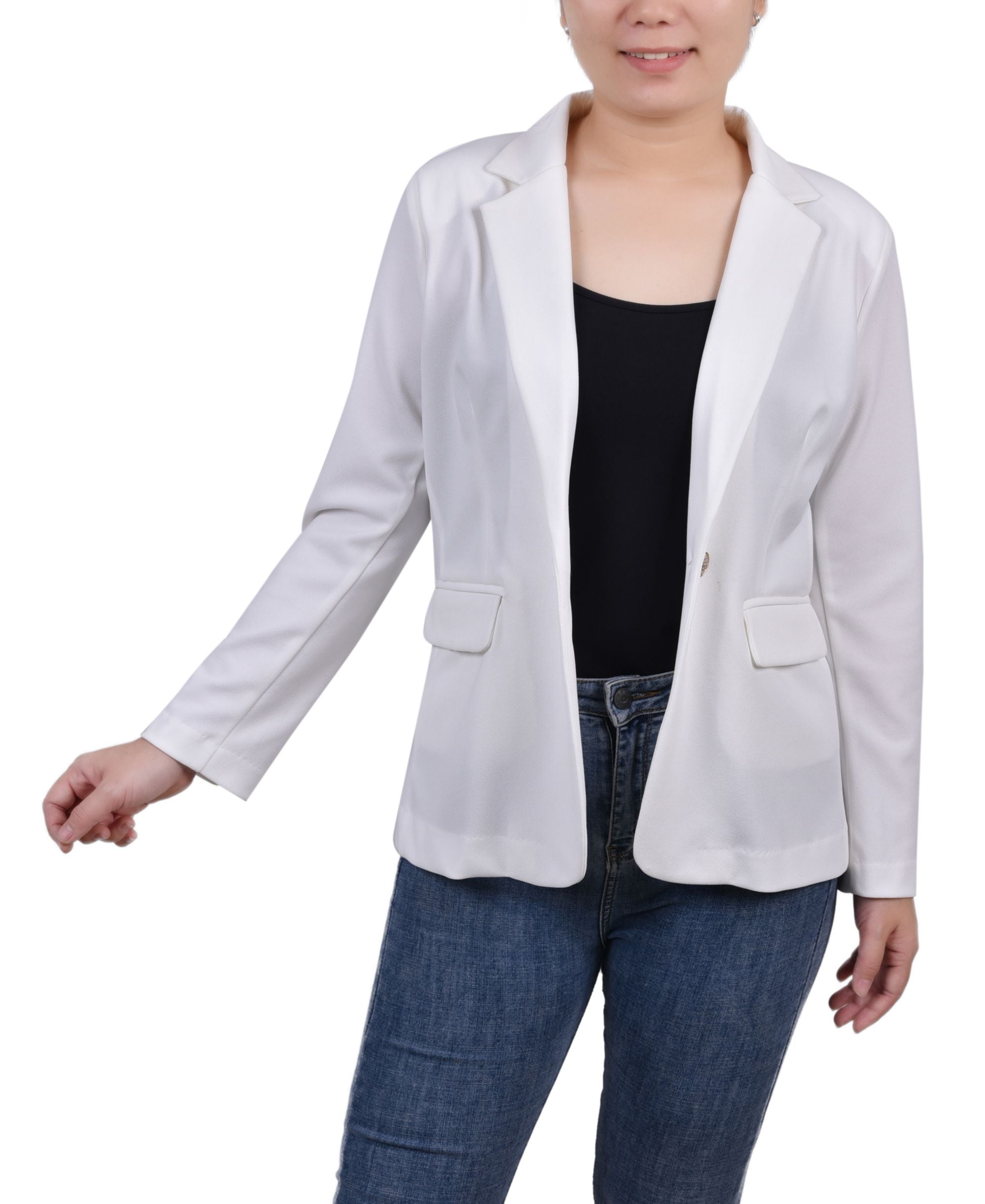 Petite Long-Sleeve Scuba Crepe Jacket