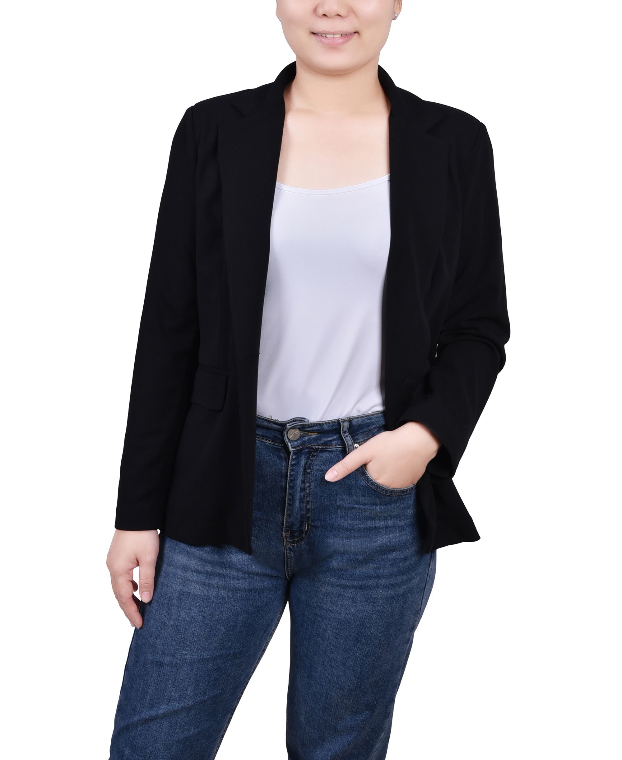 Petite Long-Sleeve Scuba Crepe Jacket