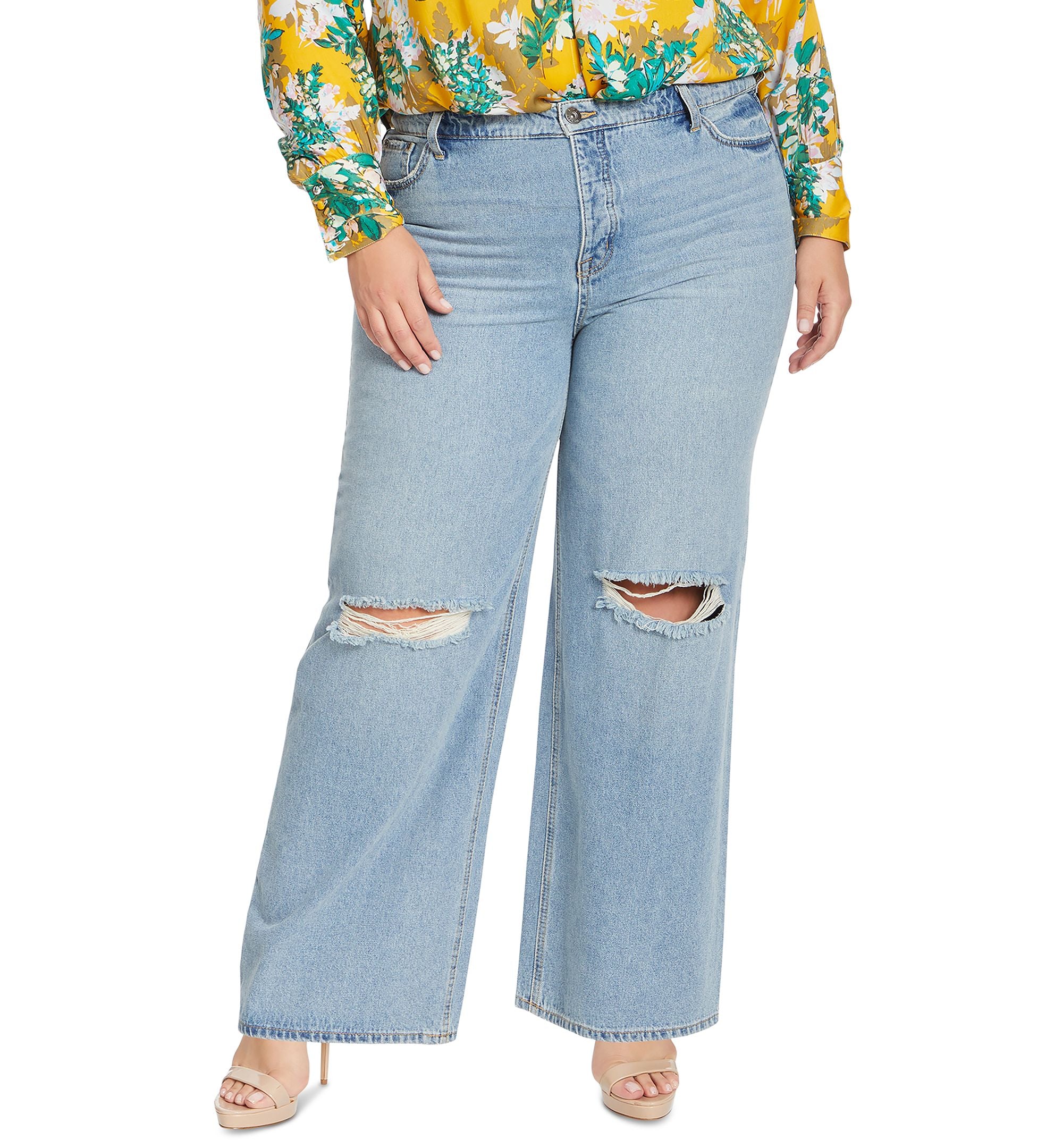 Modern Plus Size Ripped Wide-Leg Premium Jeans