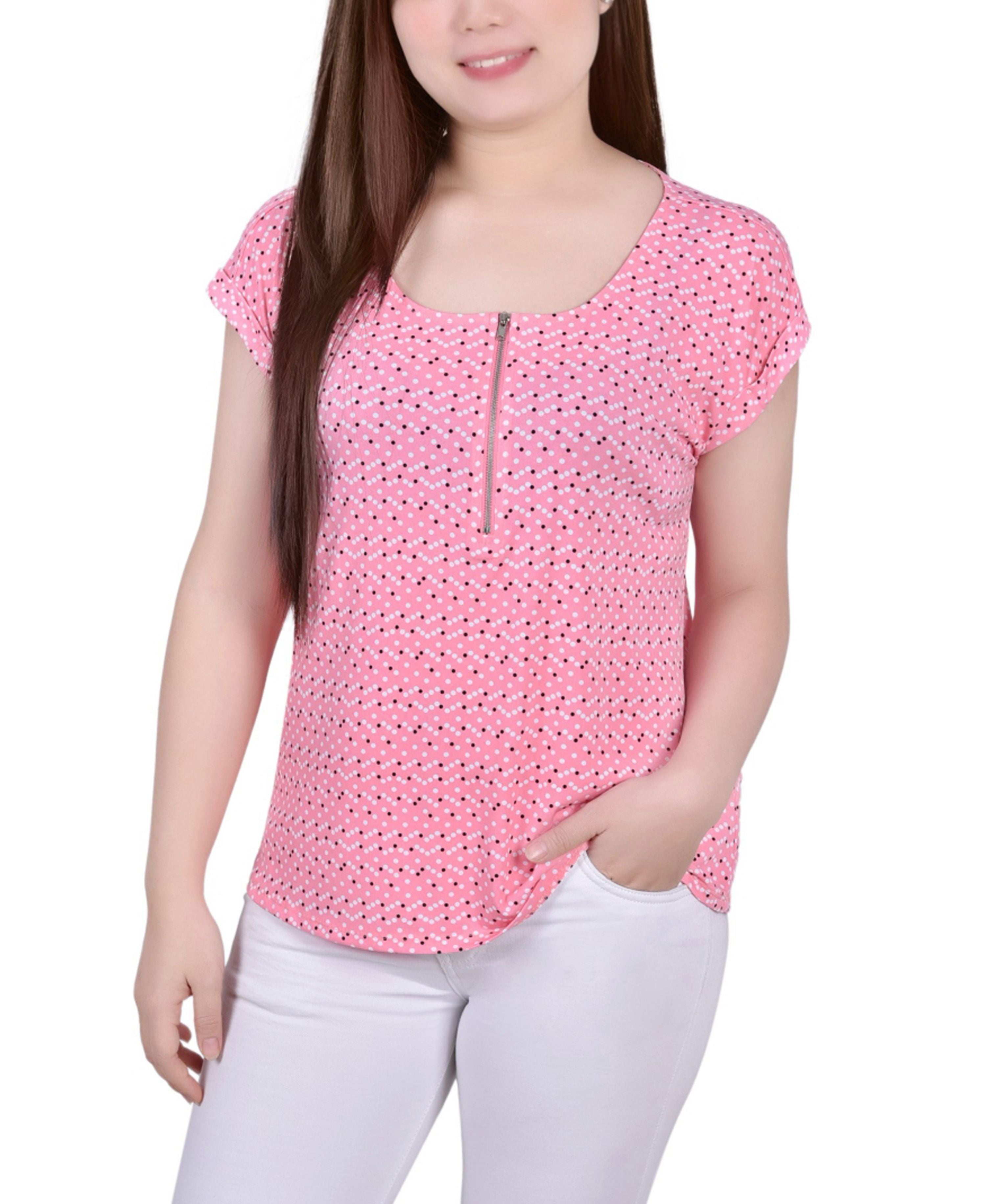 Petite Short Extended Sleeve Zip Premium Top