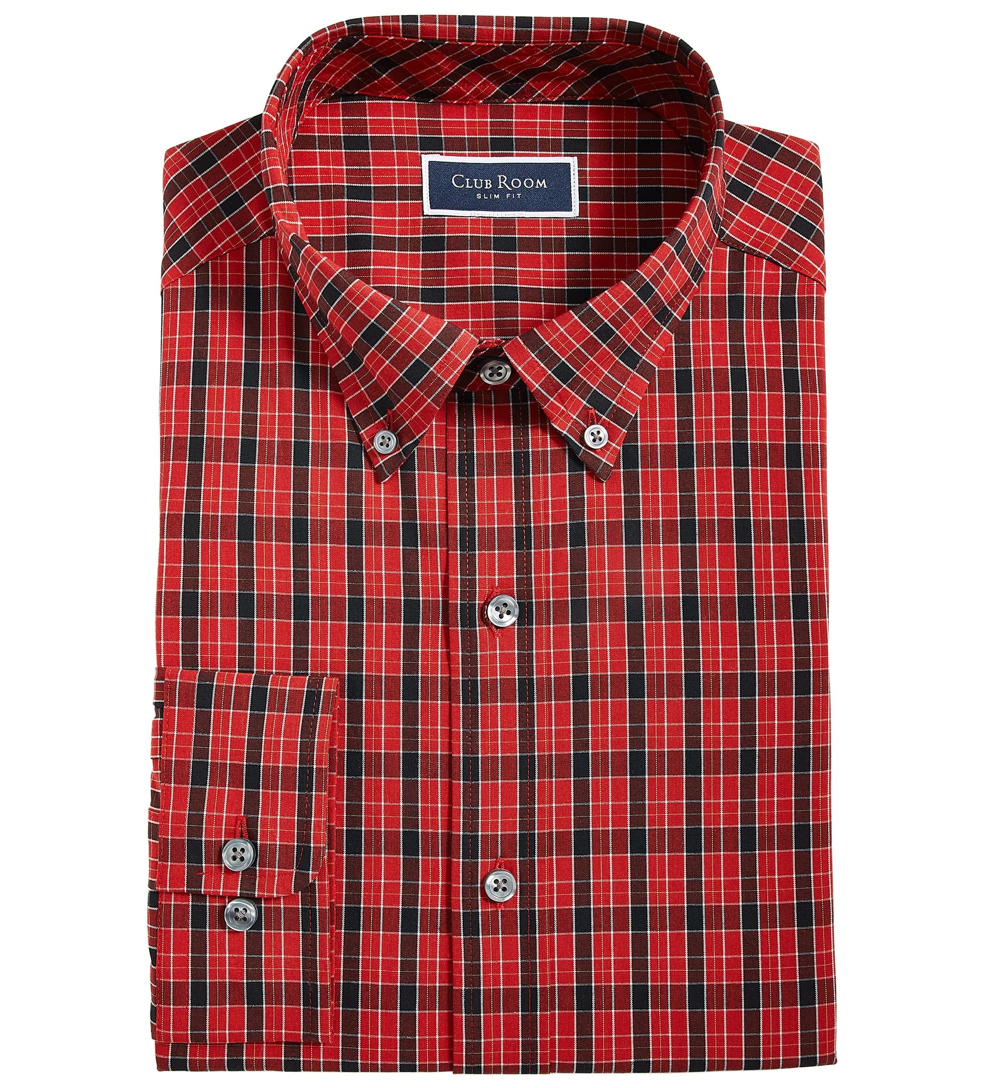 Club Room Mens Plaid Dress Modern Shirt