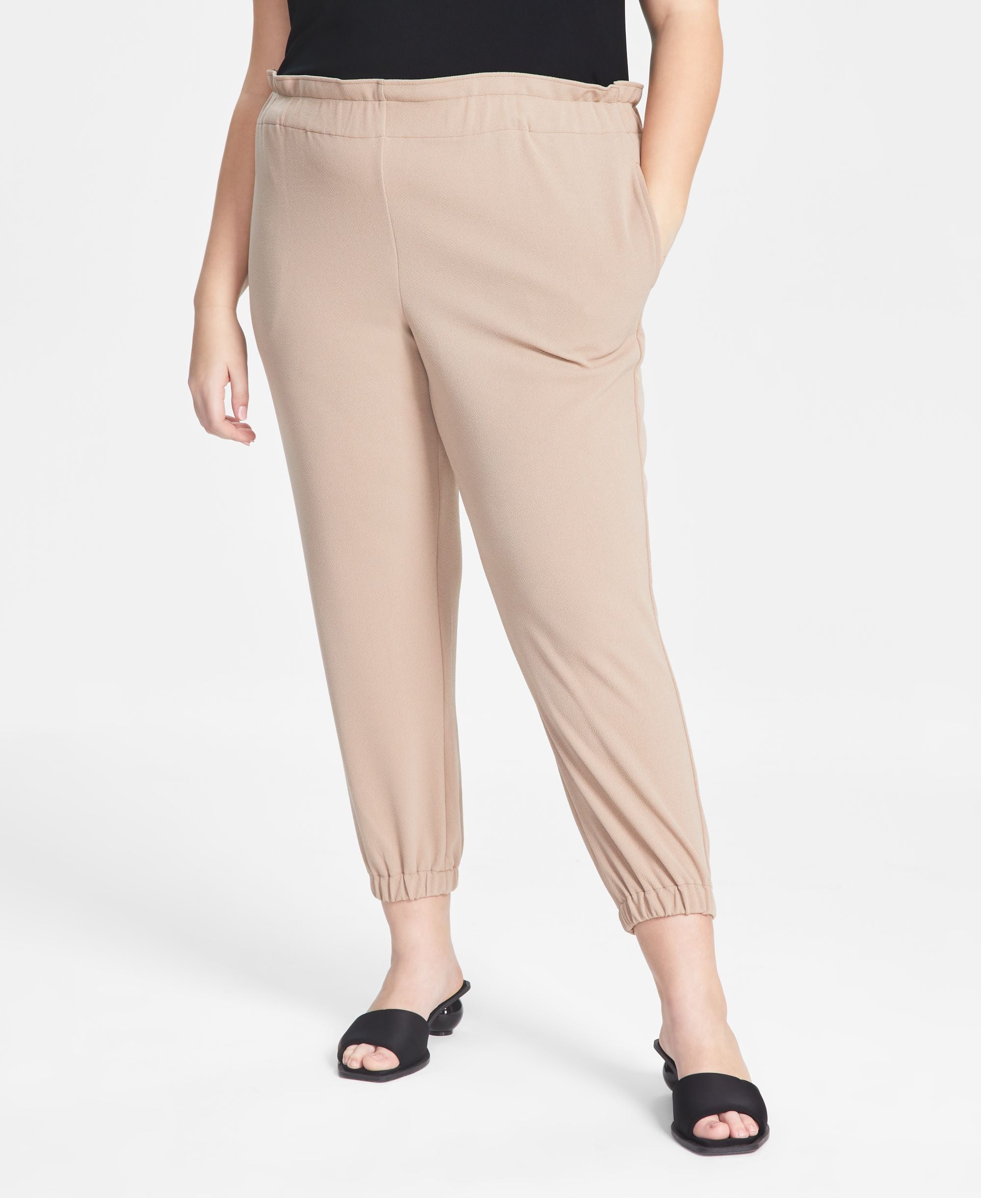 Bar III Modern Plus Size Paperbag Waist Jogger Signature Pants