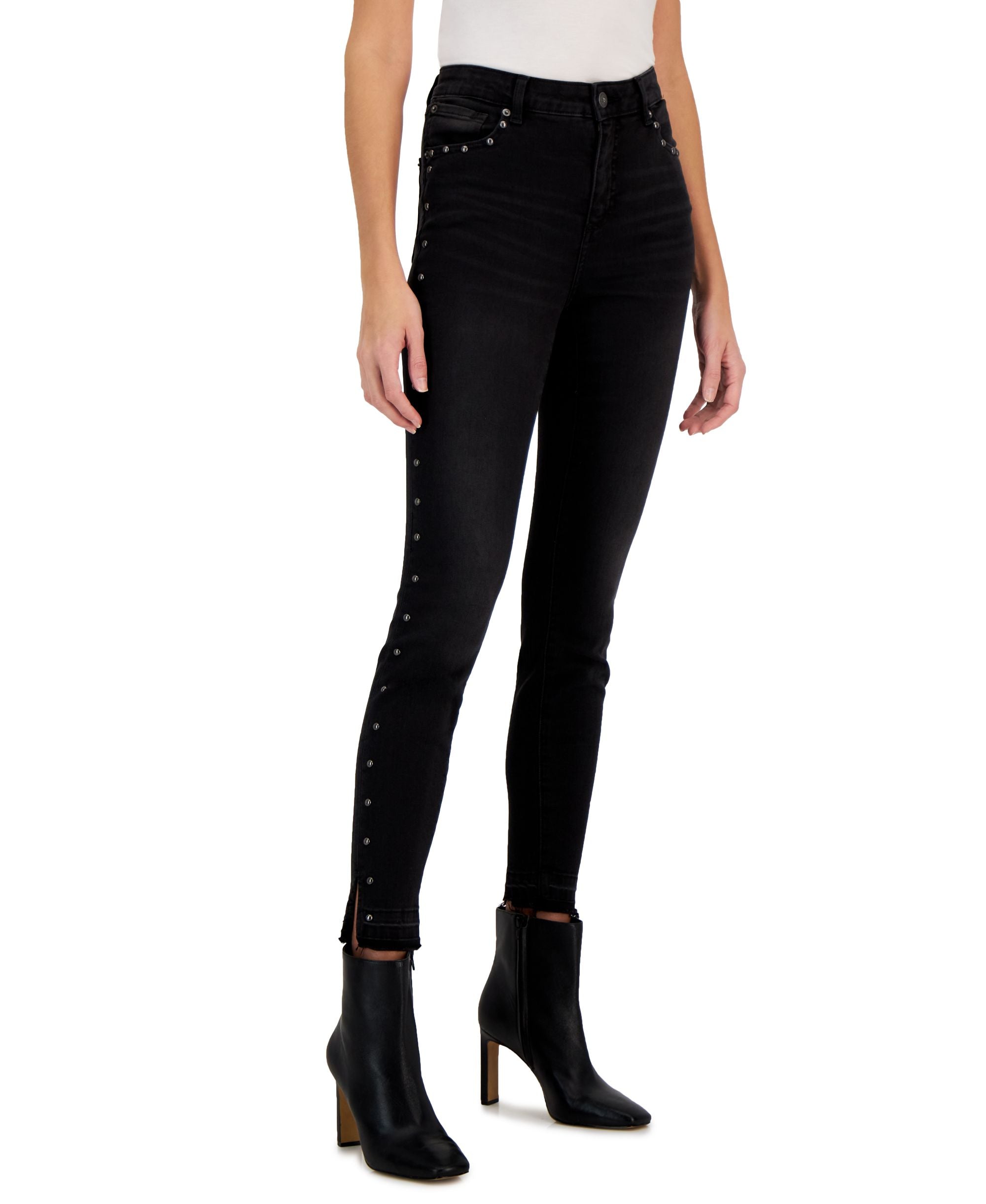 INC International Concepts Womens High Rise Studded Skinny-Fit Premium Jeans