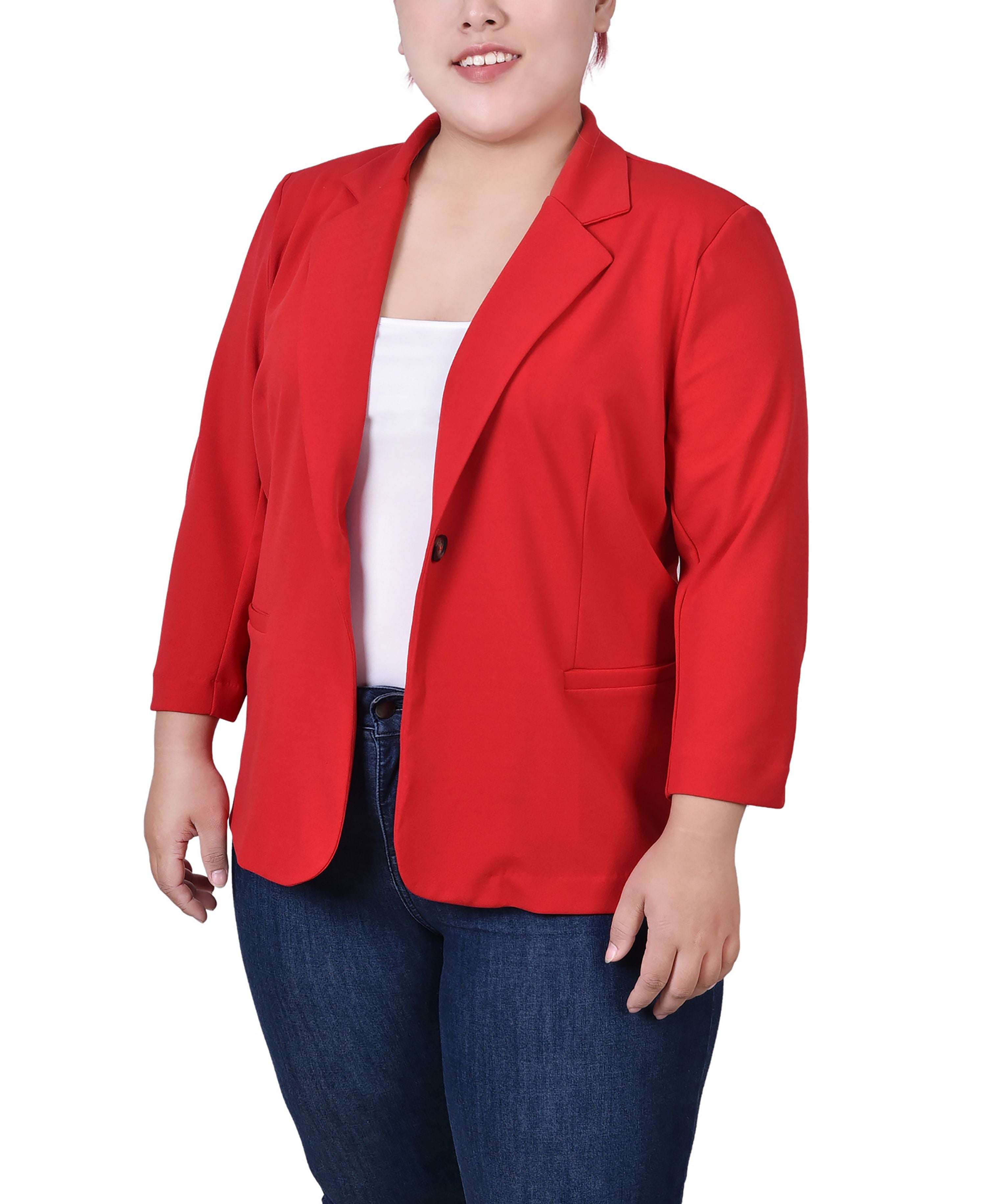 Petite 3/4 Sleeve Scuba Crepe Blazer