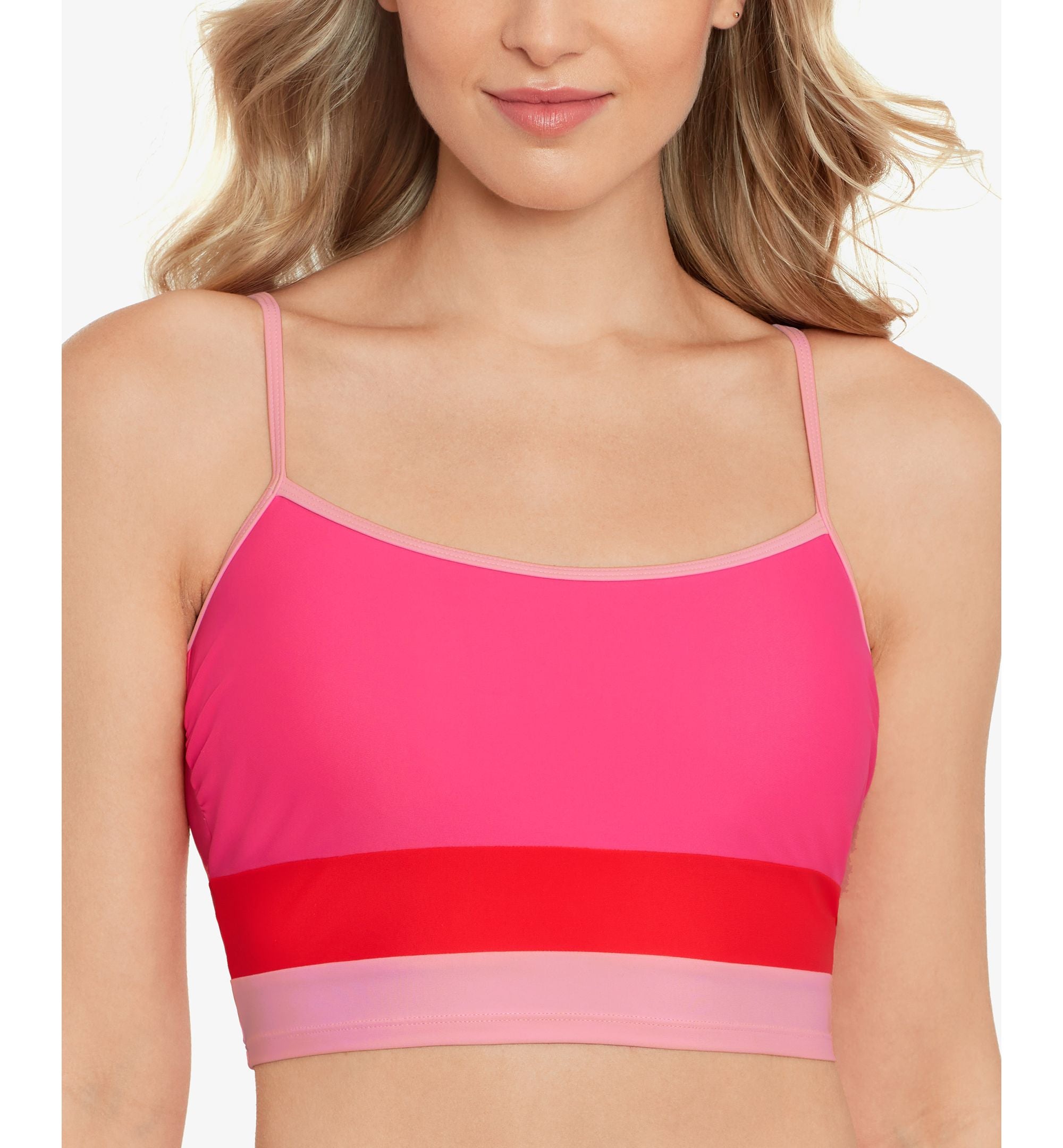 Juniors' Colorblocked Longline Bikini Premium Top