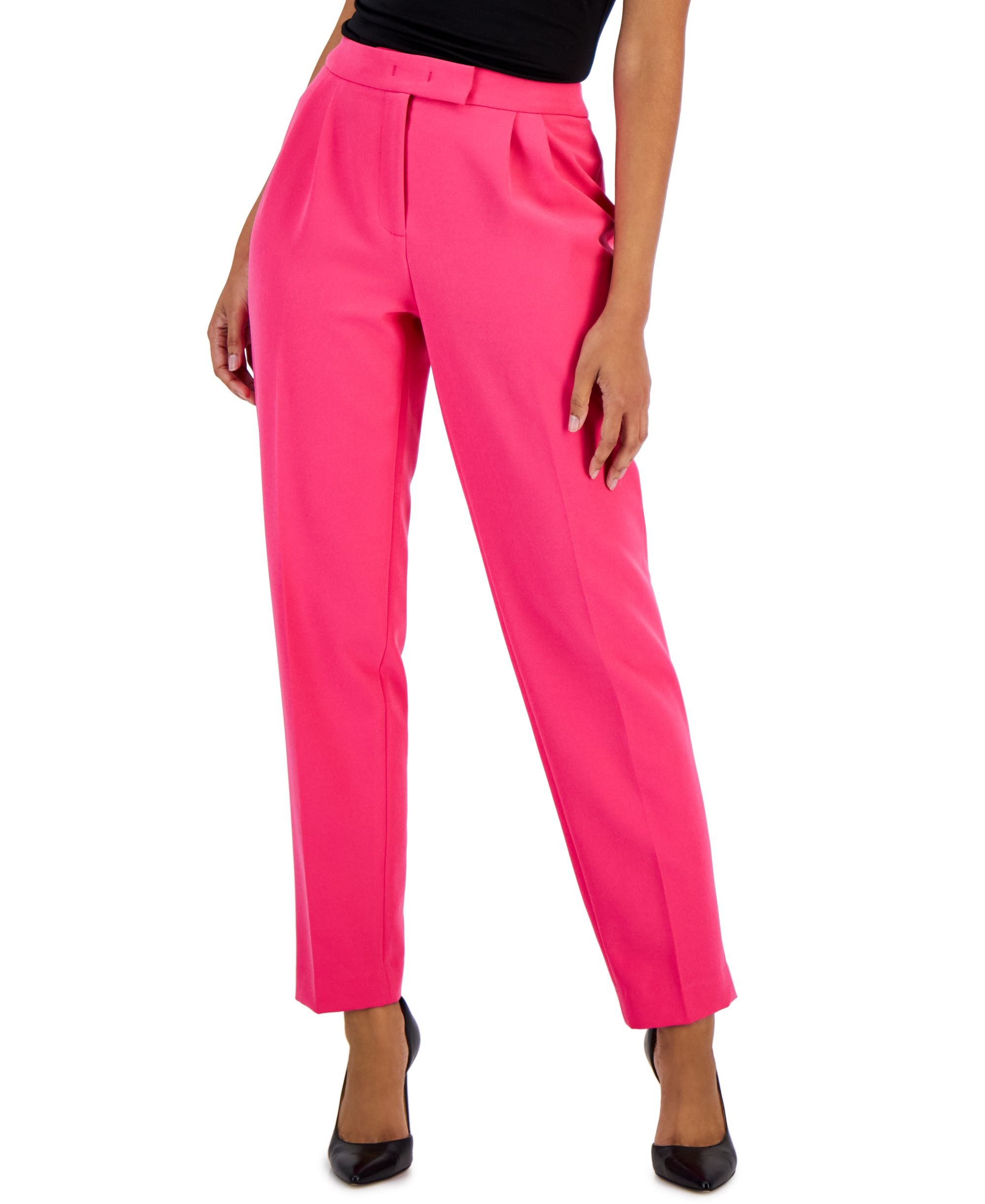 Petite High-Rise Pleated Signature Pants