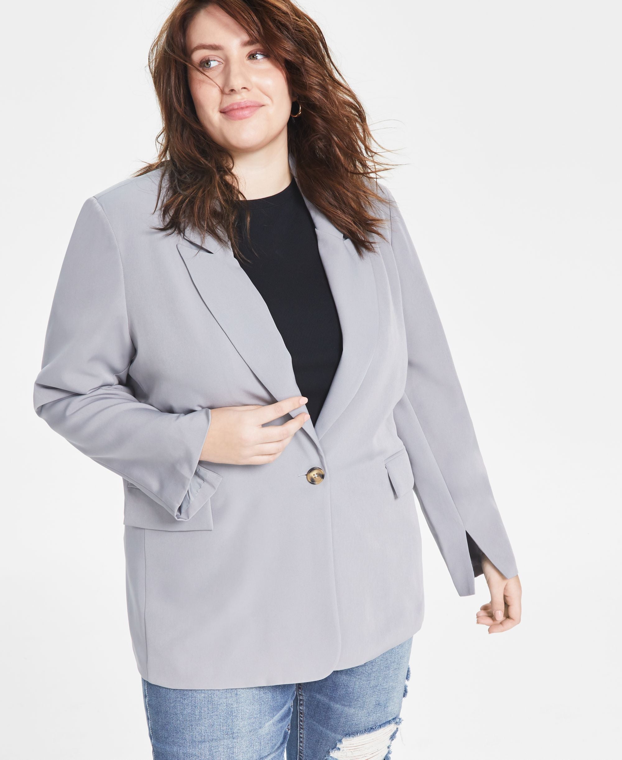 Now This Modern Plus Size Oversized Boyfriend Blazer