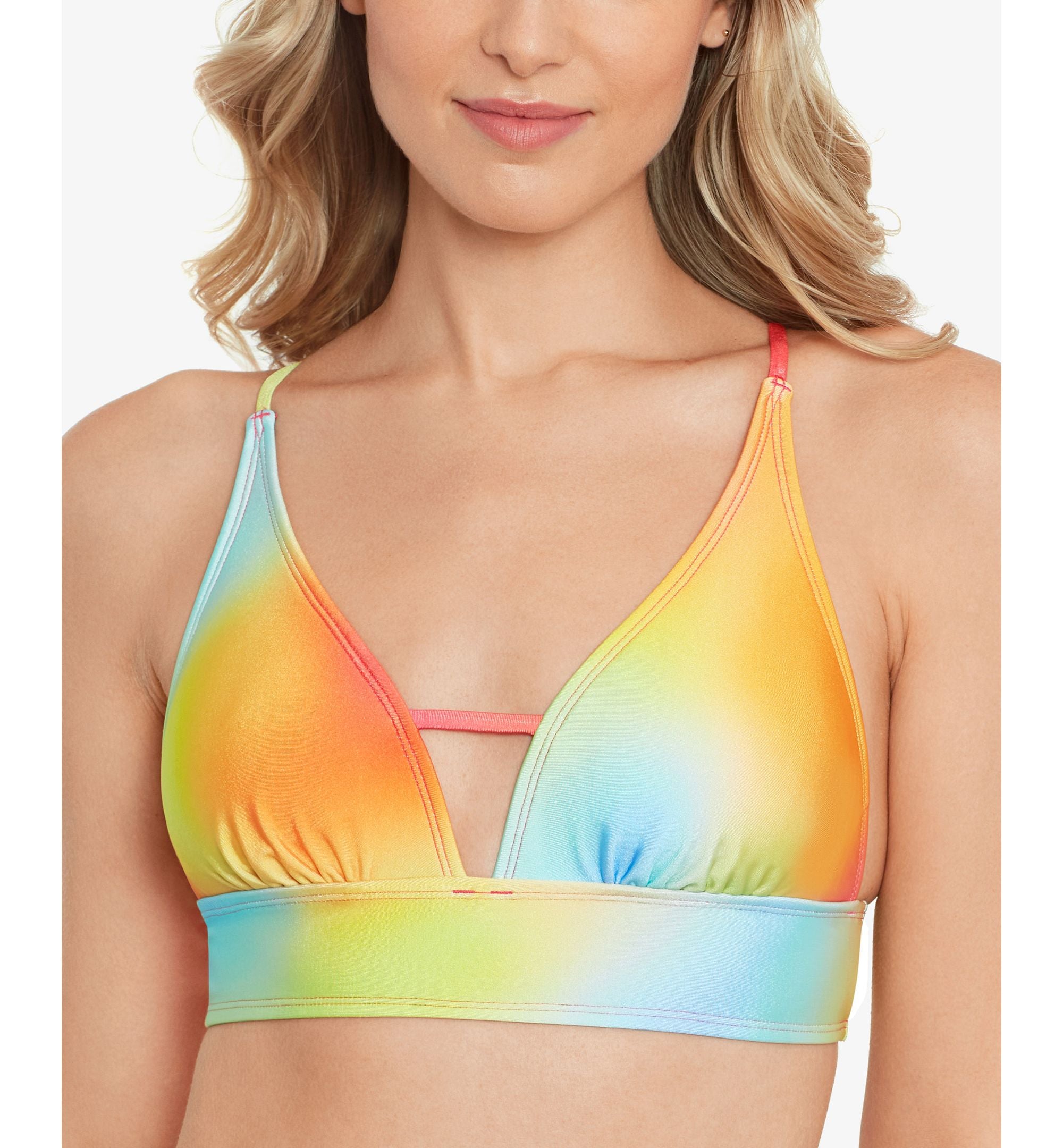 Juniors' Printed Front-Tab Bikini Premium Top