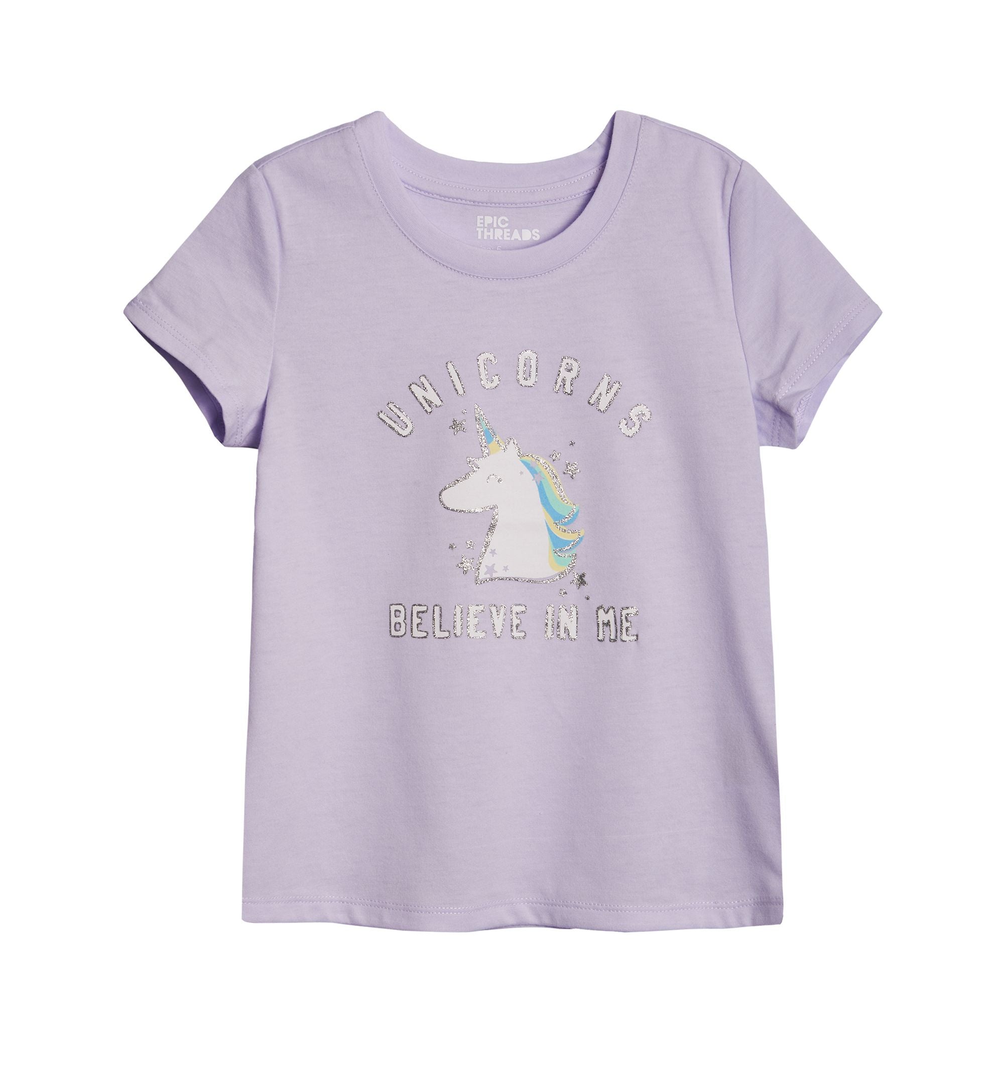 Toddler Girls Unicorns Believe Graphic T-Modern Shirt