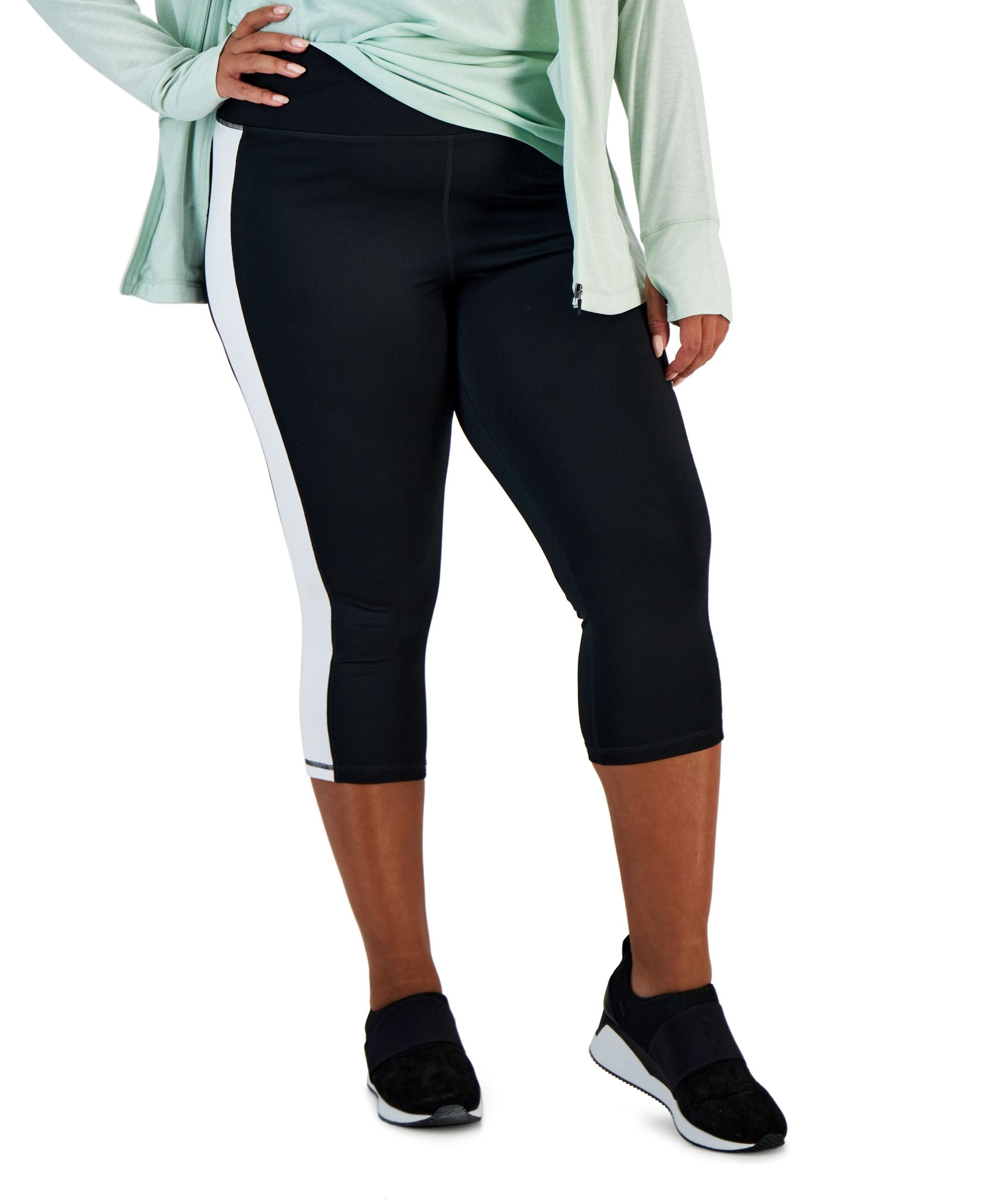 ID Ideology Plus Size Colorblocked Capri-Length Leggings