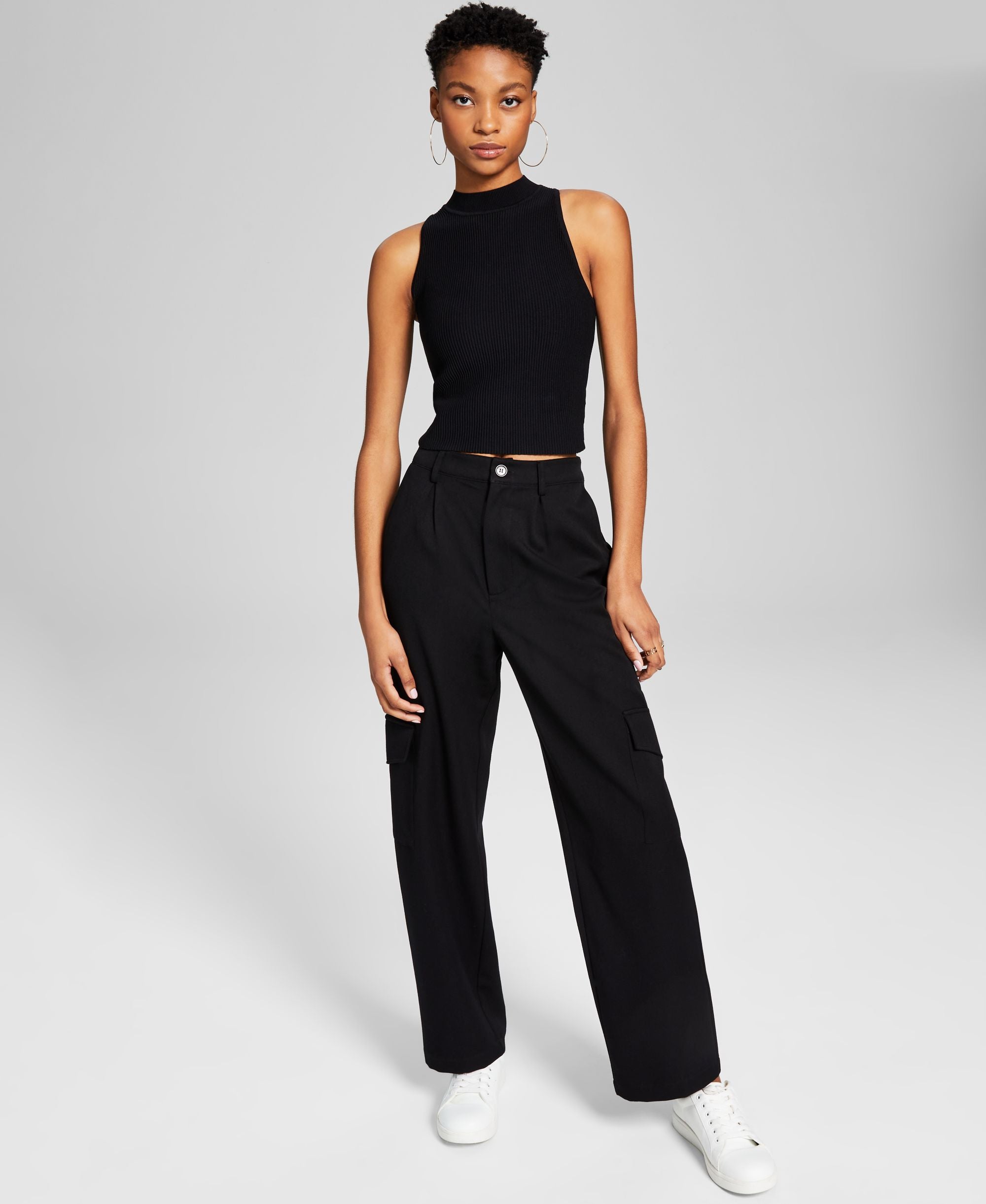 And Now This Womens Sleeveless Mock-Neck Ottoman Premium Top