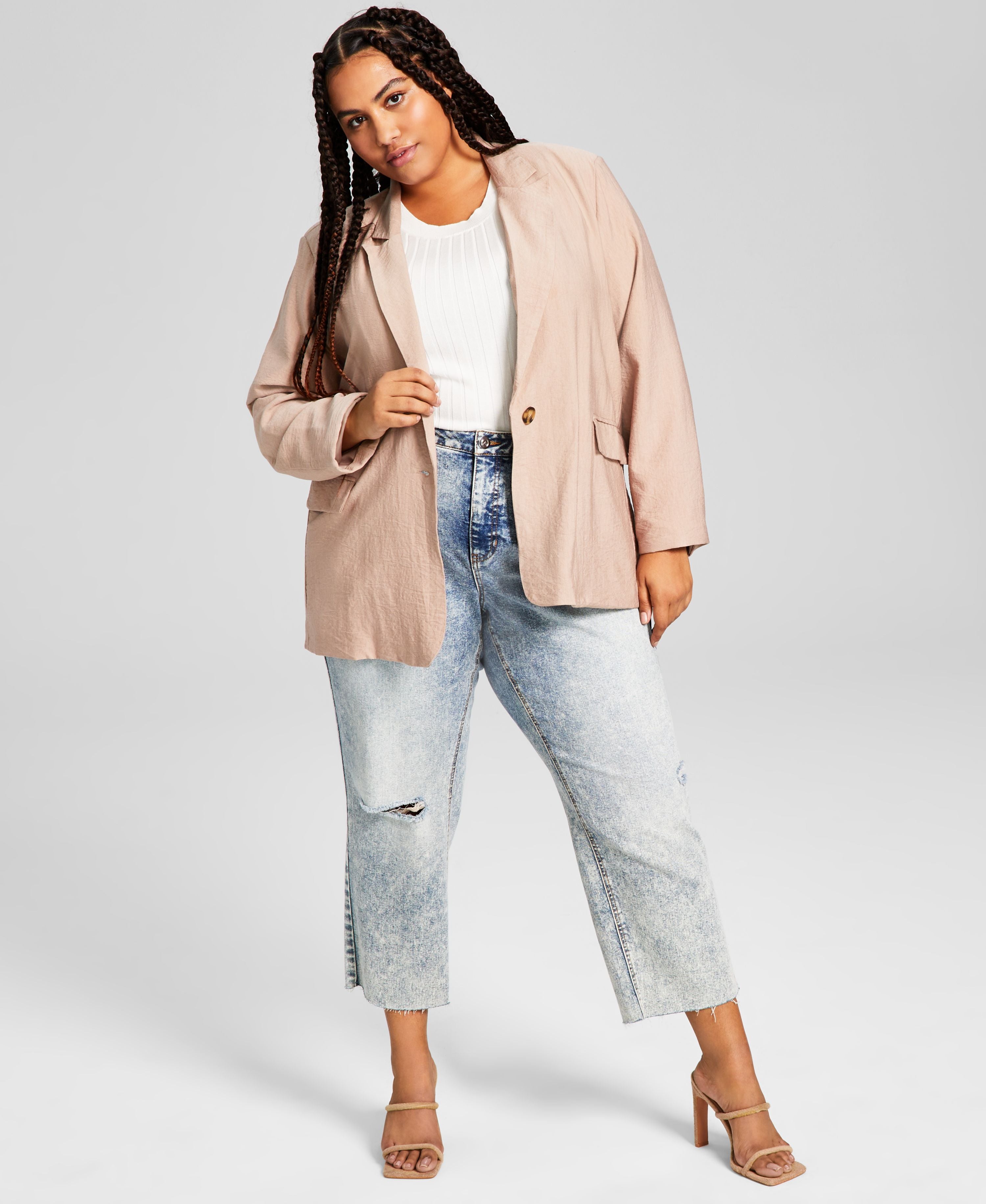 Modern Plus Size Oversized Button-Front Blazer