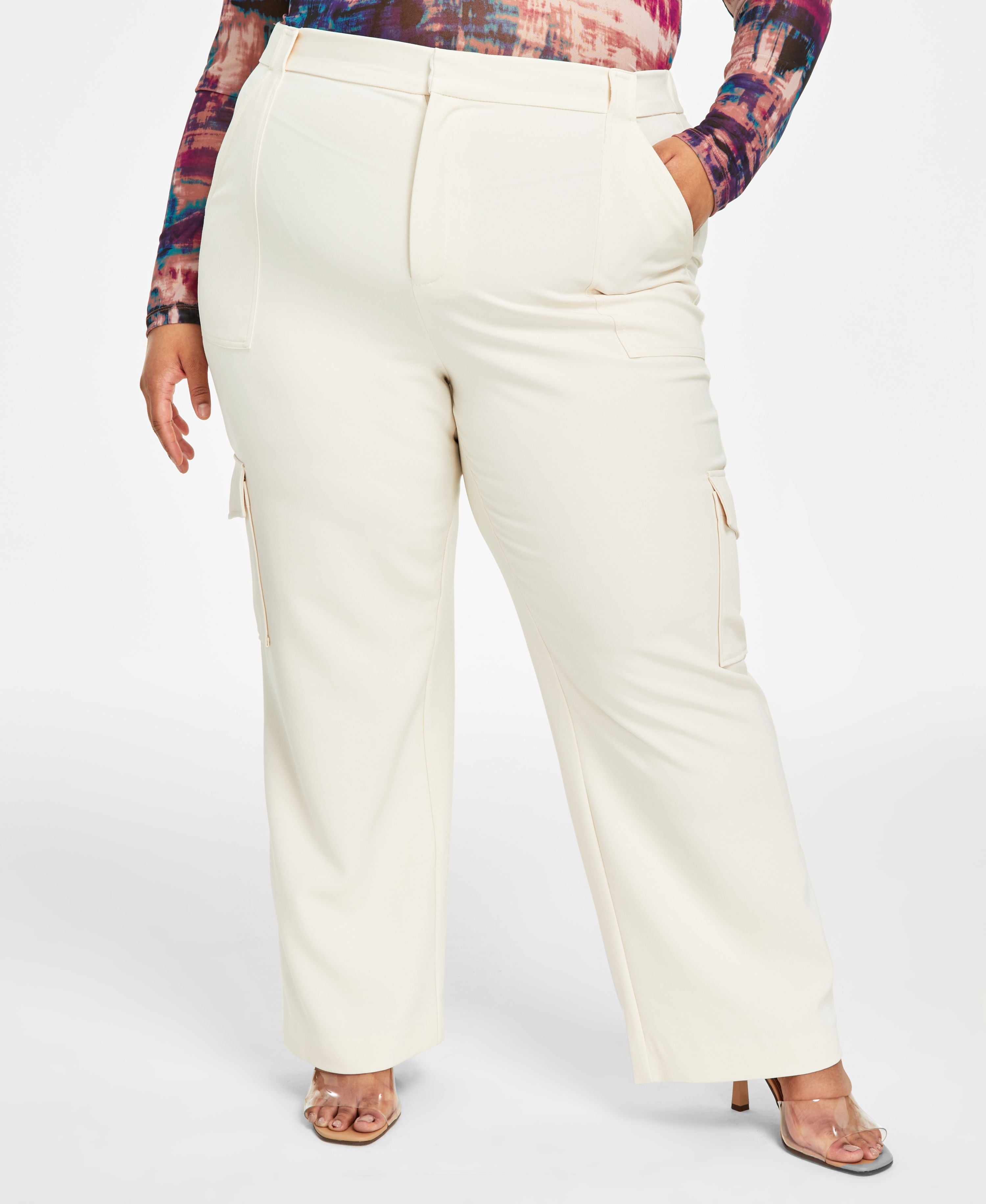 Modern Plus Size Wide-Leg Utility Cargo Signature Pants