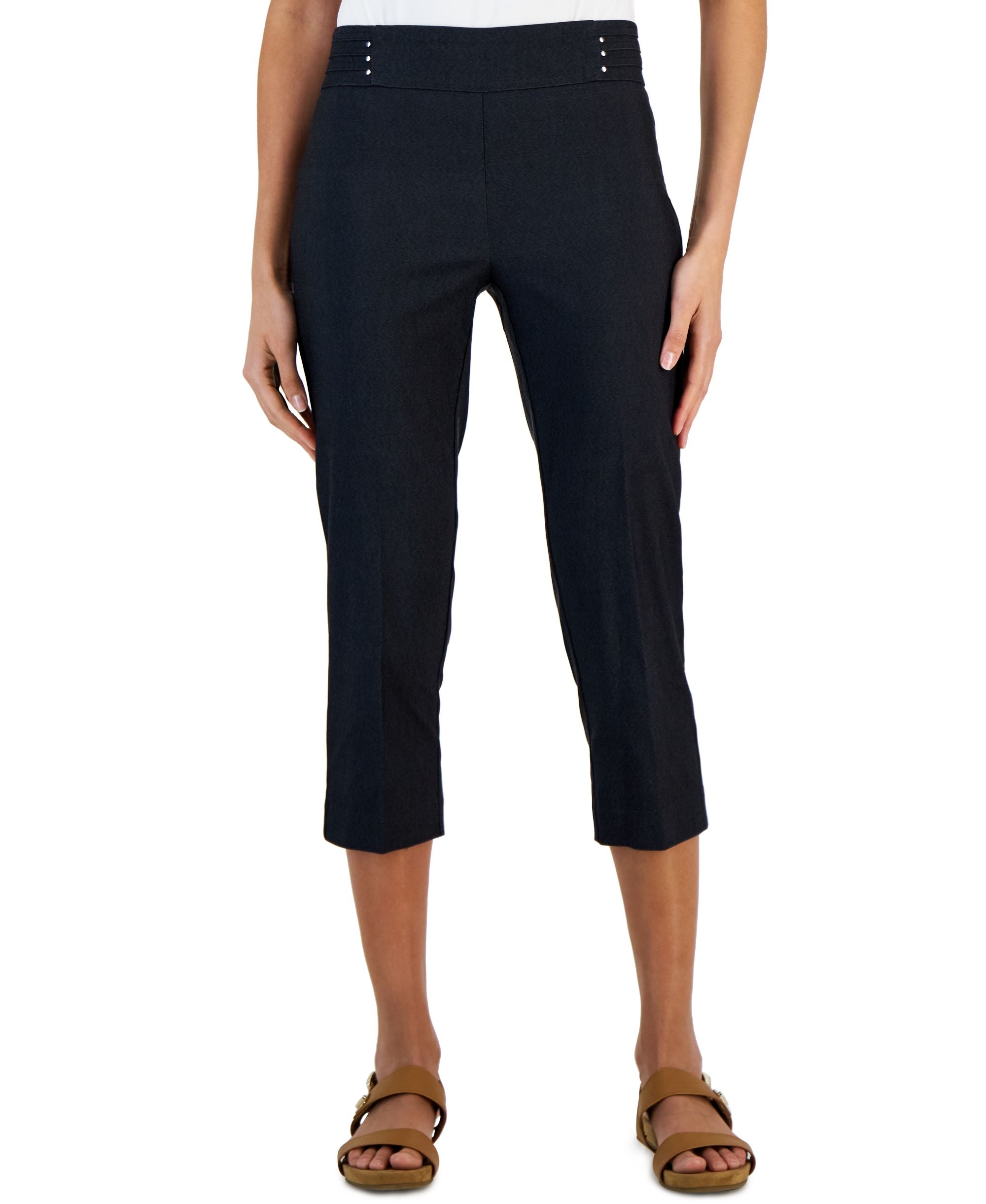 JM Collection Embellished Comfort-Waist Capri-Length Signature Pants