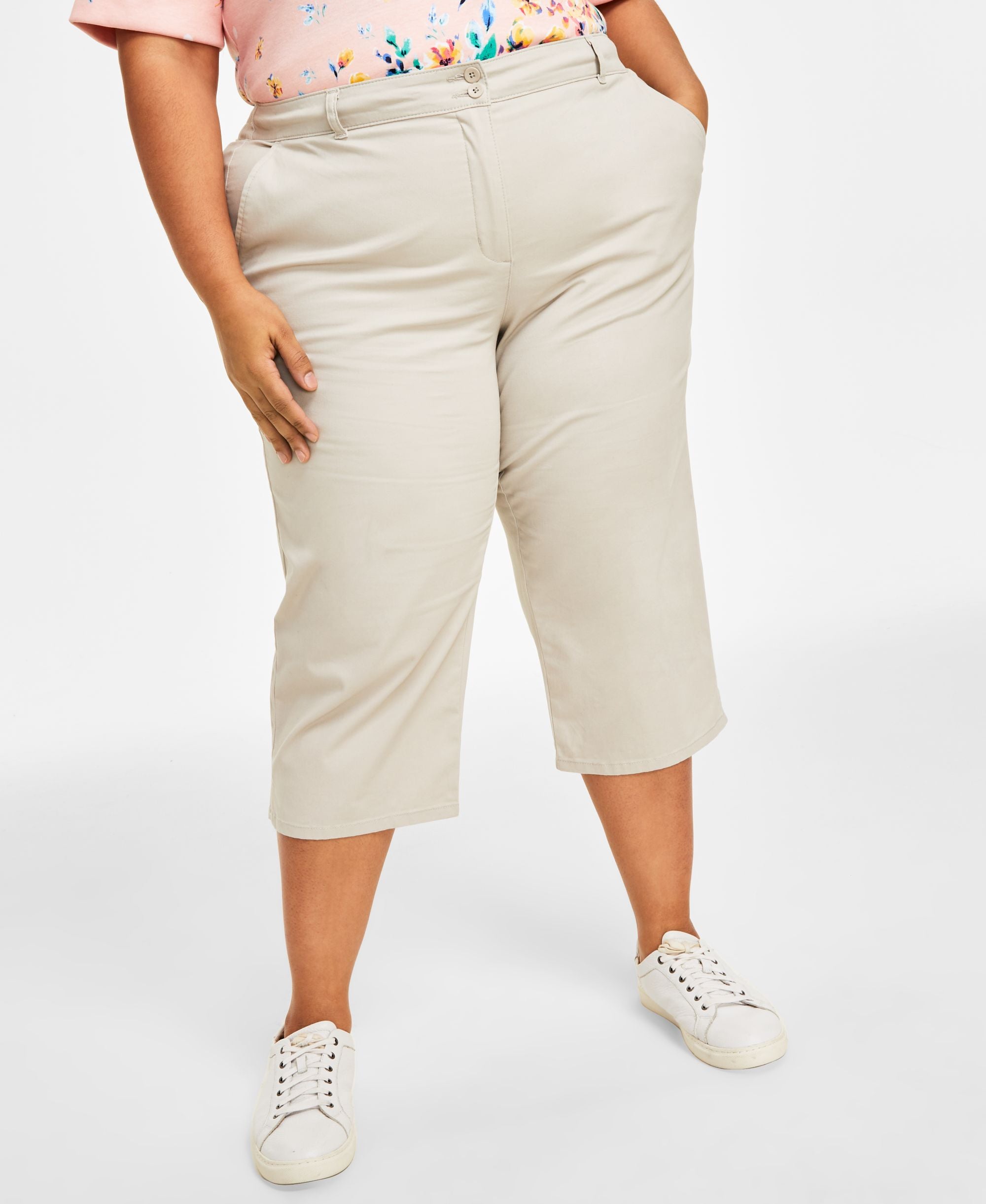 Karen Scott Plus Size Comfort Waist Capri-Length Signature Pants