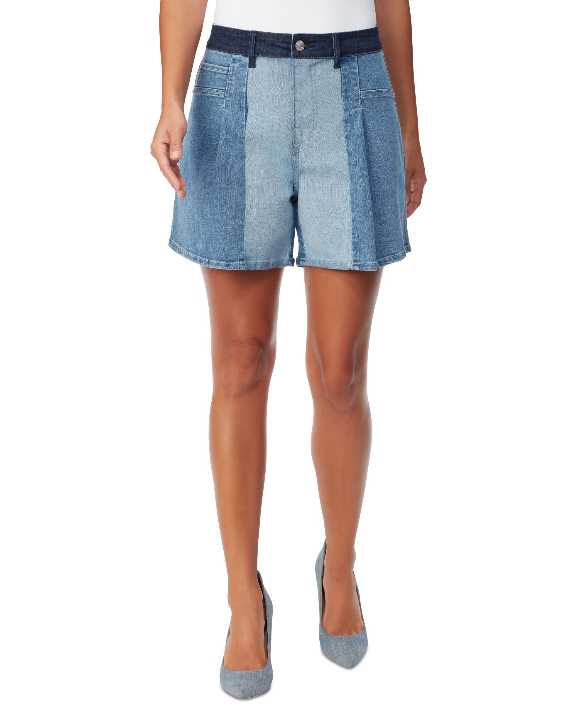 Women's Gloria Vanderbilt x Christian Siriano Patchwork Pleated 5" Premium Shorts
