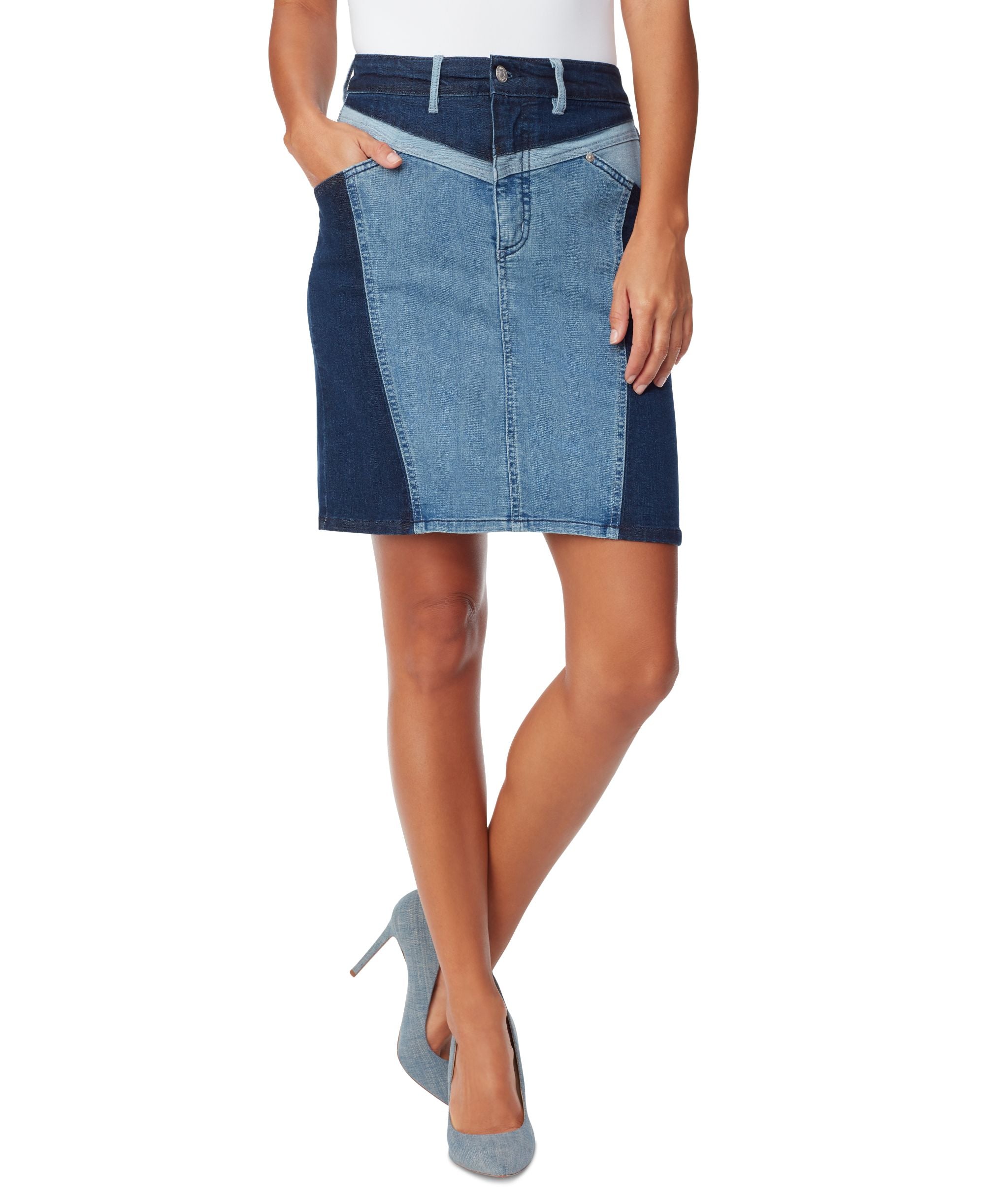 Women's Gloria Vanderbilt x Christian Siriano Patchwork Denim Modern Skirt