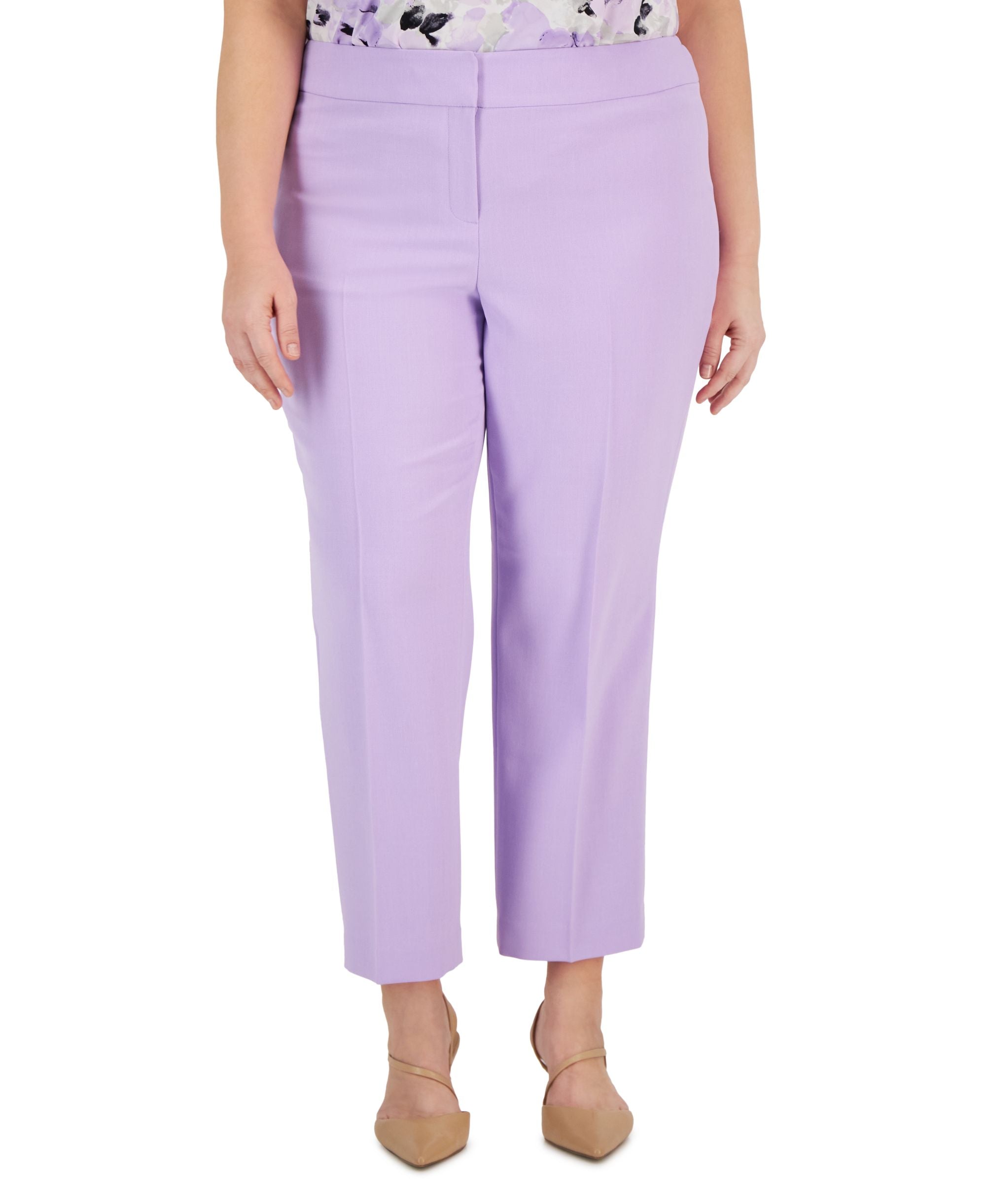 Plus Size Stretch Crepe Mid-Rise Ankle Signature Pants