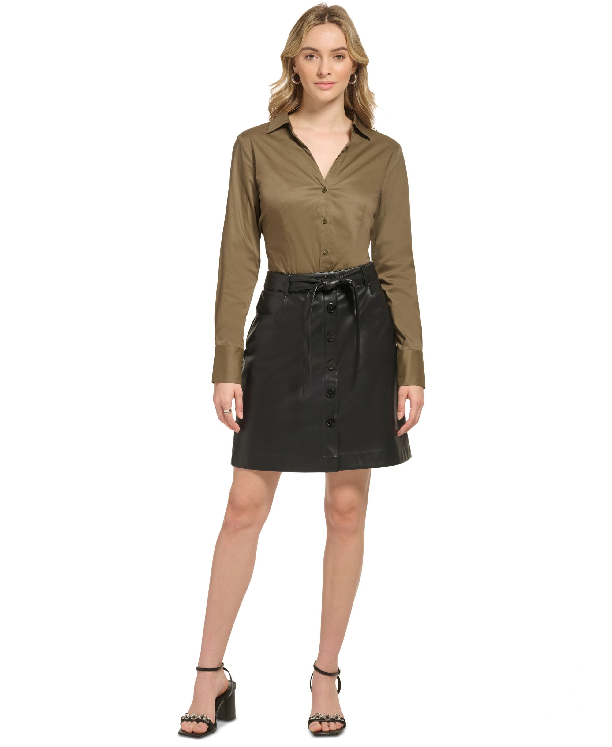 Calvin Klein X Fit Collared Button-Front Bodysuit