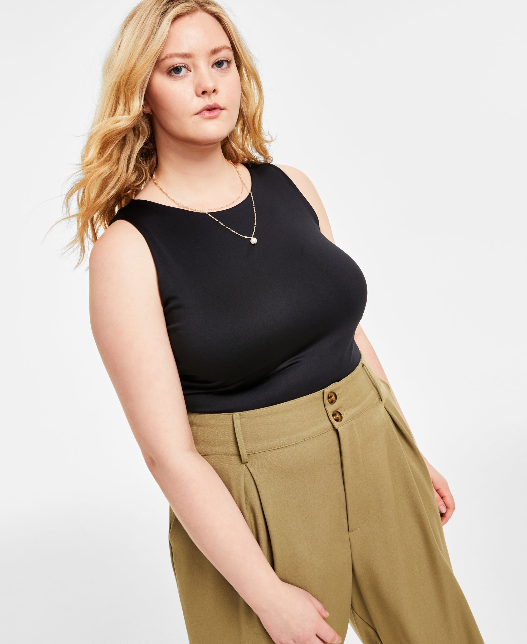 Modern Plus Size Sleeveless High Neck Bodysuit