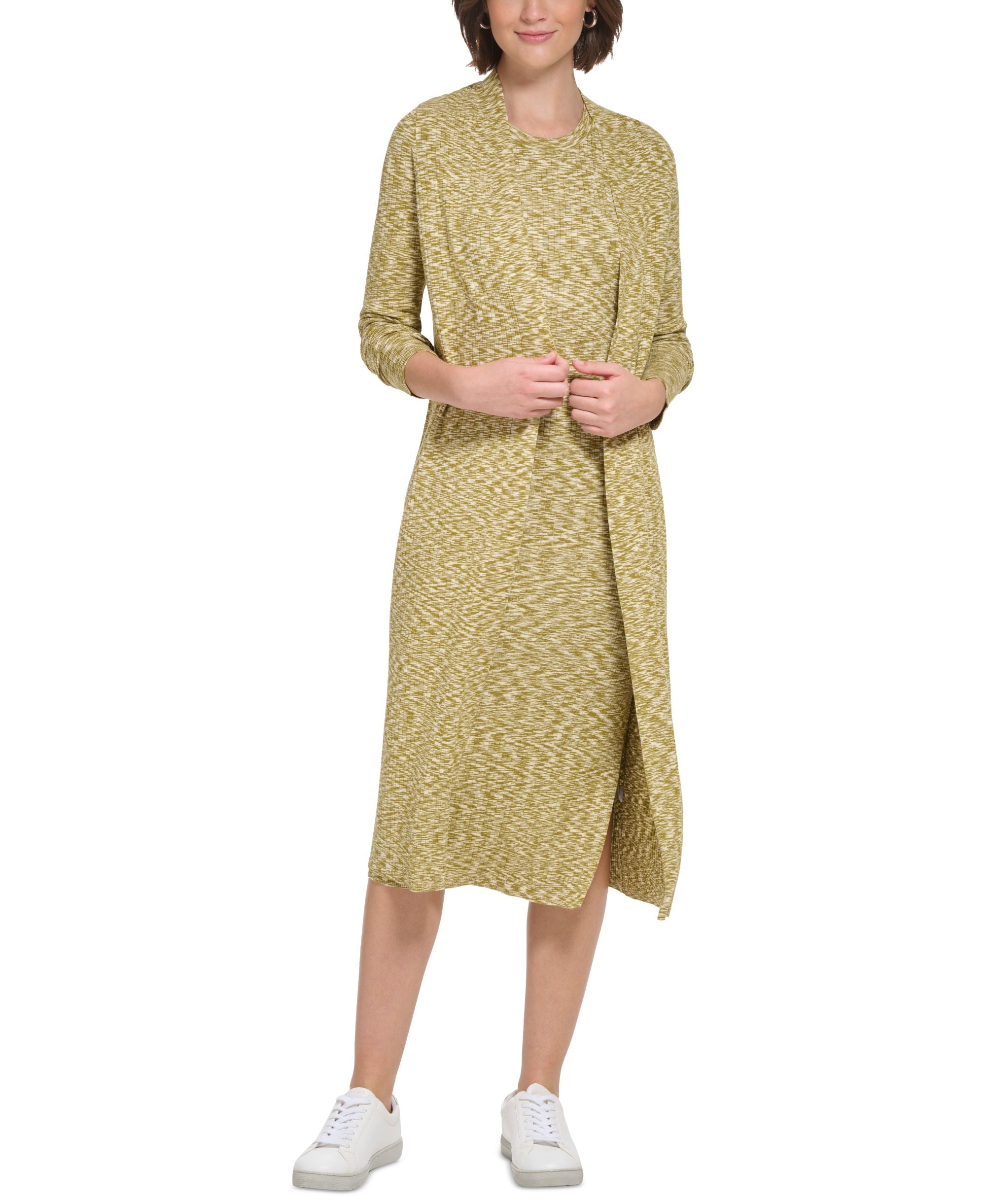 Women's Space-Dyed Maxi-Length Cardigan Sweater