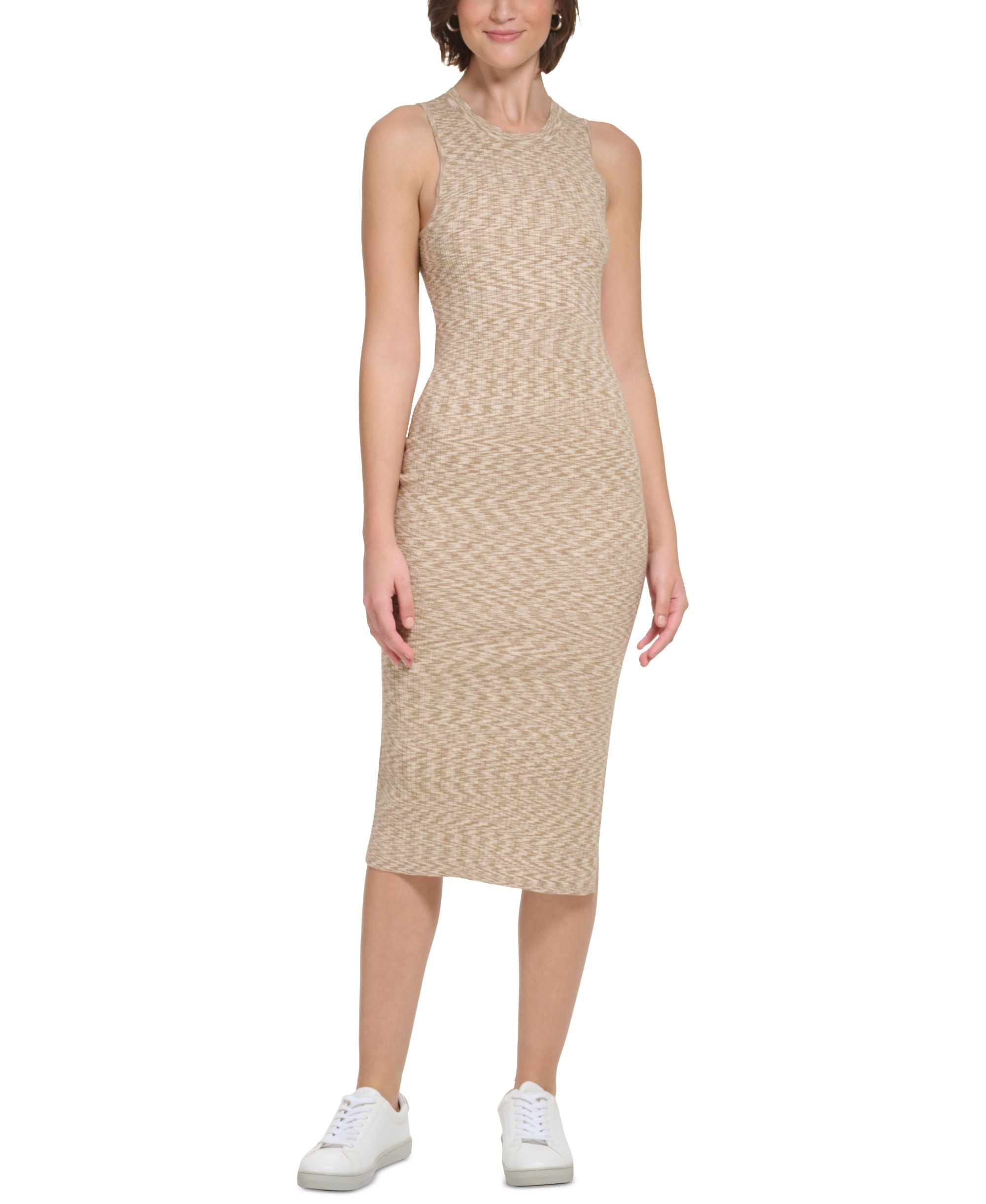 Women's Space-Dyed Sleeveless Midi Dress