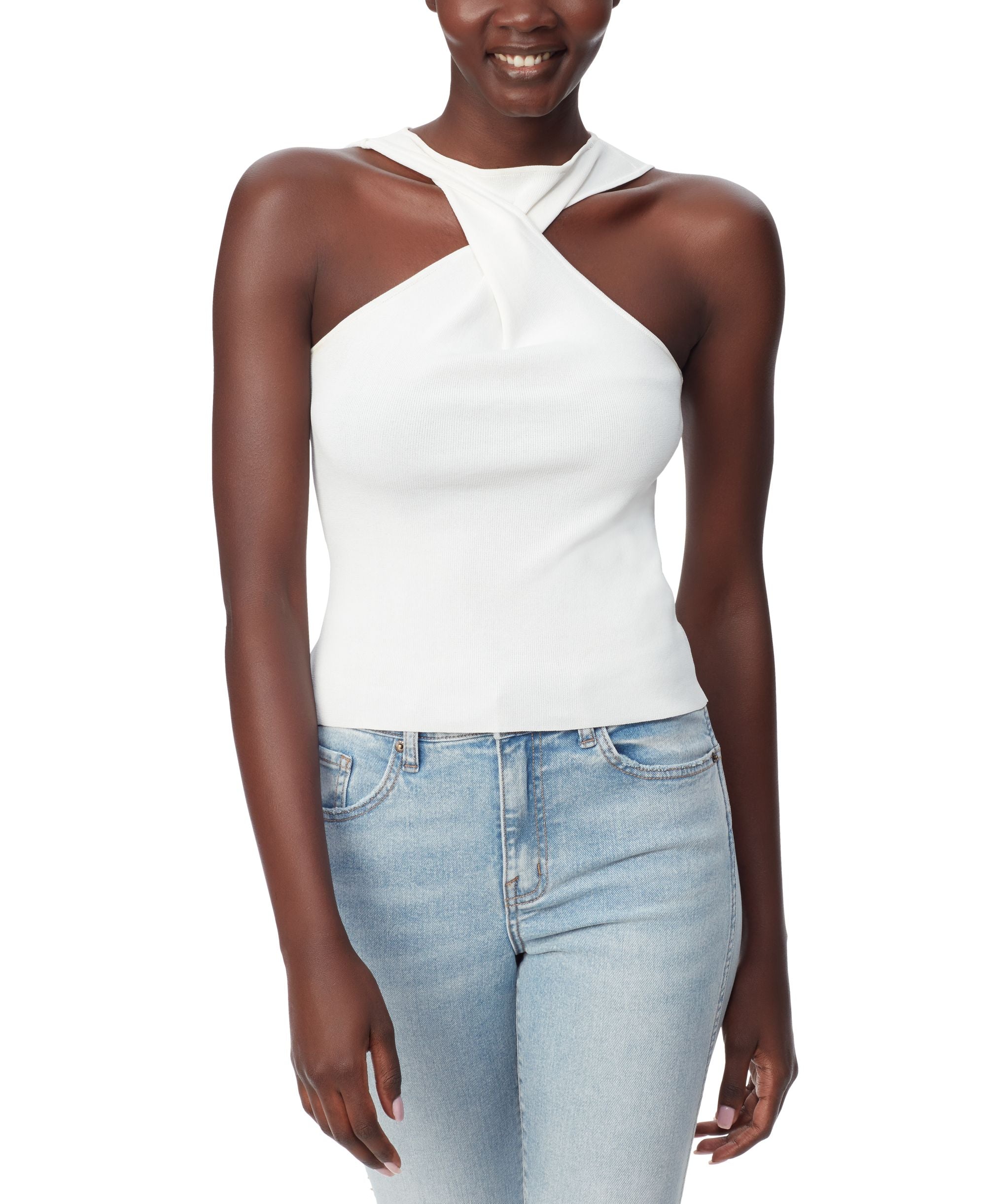 Women's Cross-Neck Sleeveless Halter Premium Top