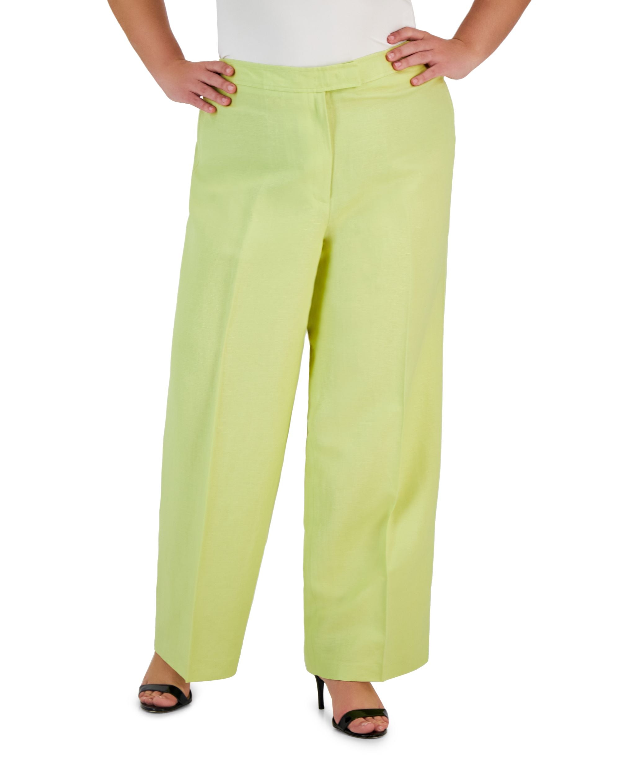 Plus Size High-Rise Wide-Leg Signature Pants