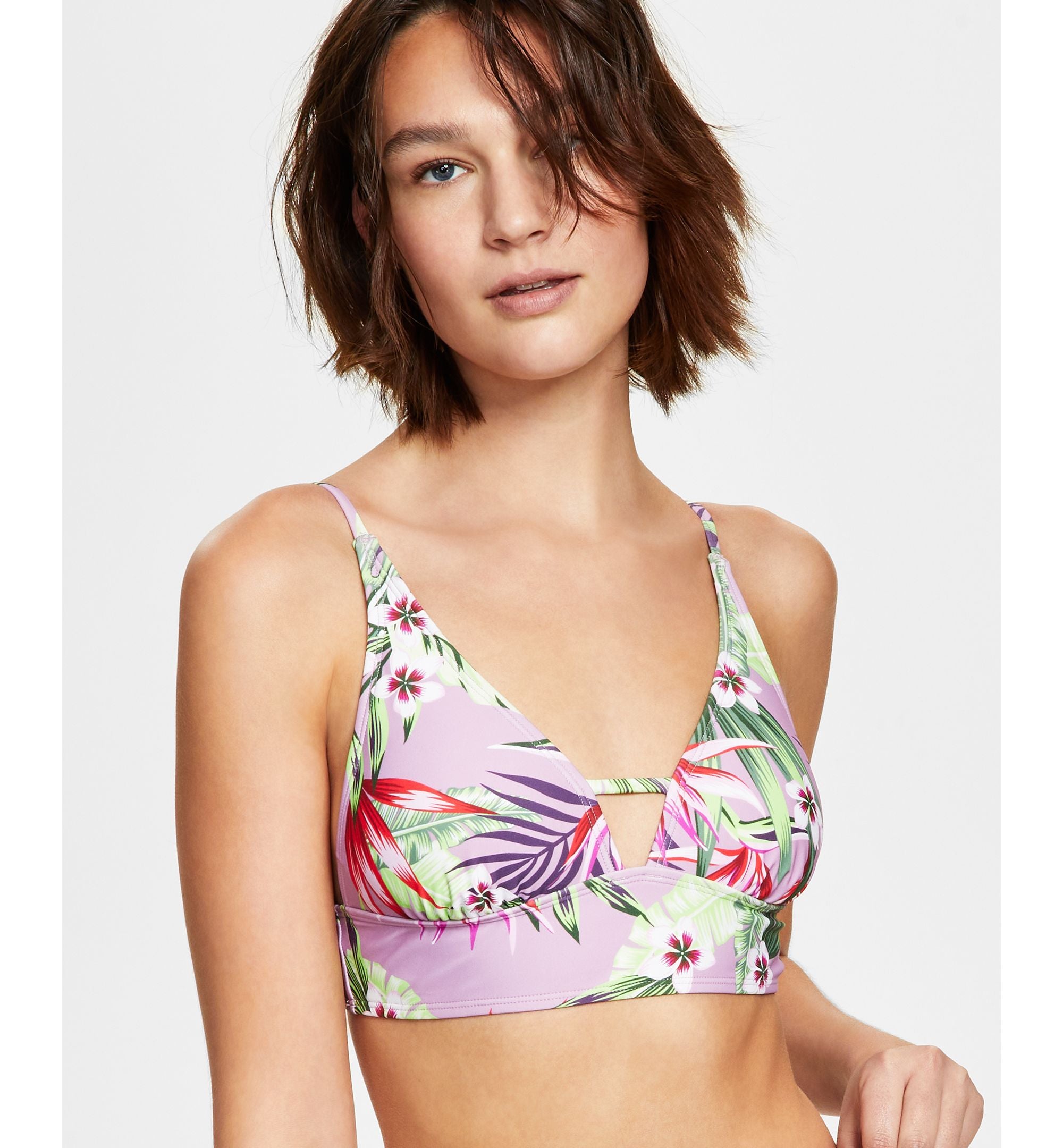Salt+ Cove Juniors' Printed Front-Tab Bikini Premium Top