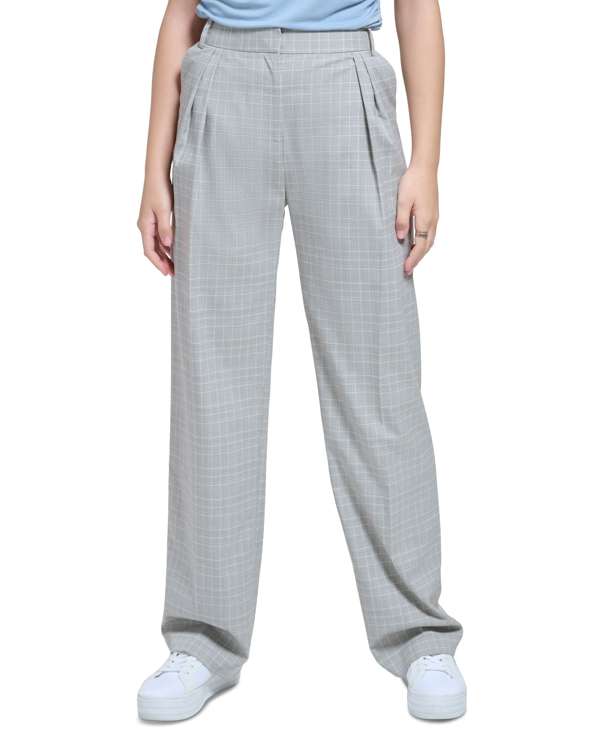 Women's Pleat Front Plaid Wide-Leg Signature Pants