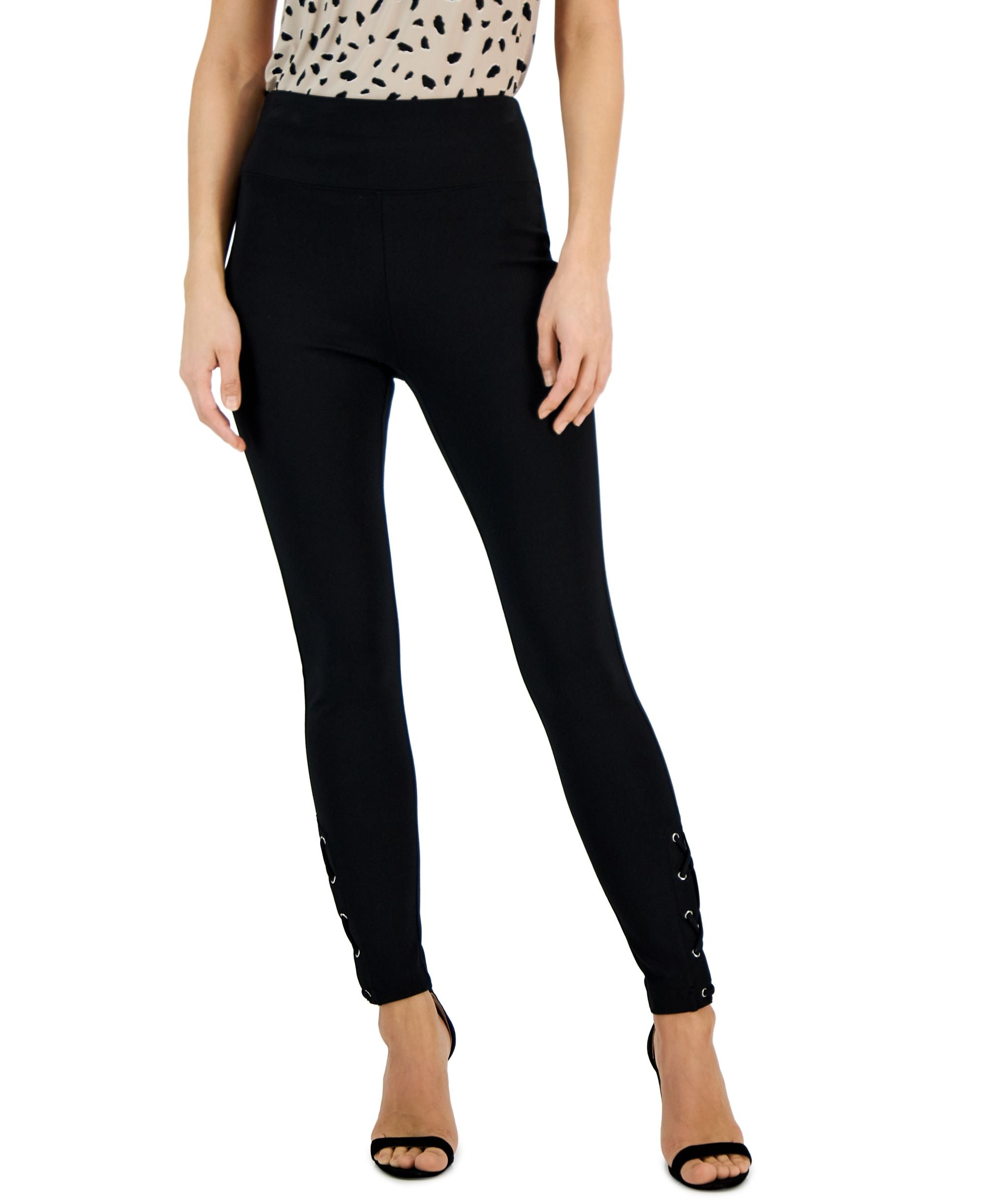 International Concepts Womens Ponte Lace Up Skinny-Fit Signature Pants