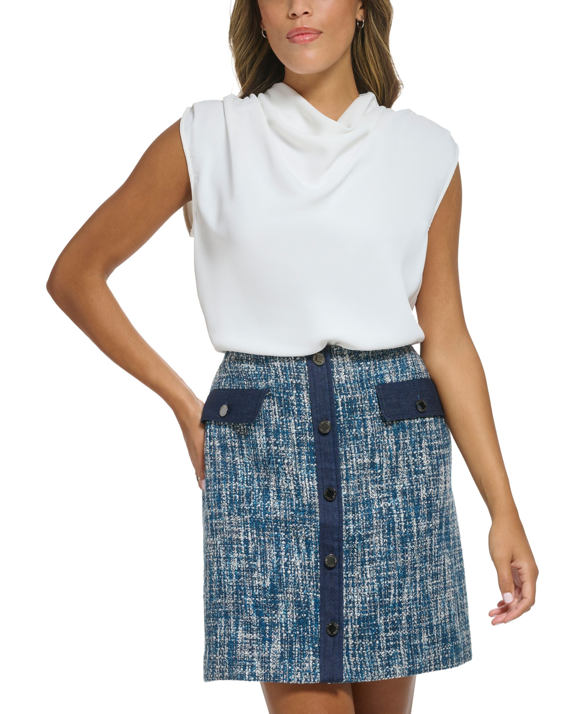 Petite Cowl Neck Sleeveless Premium Top