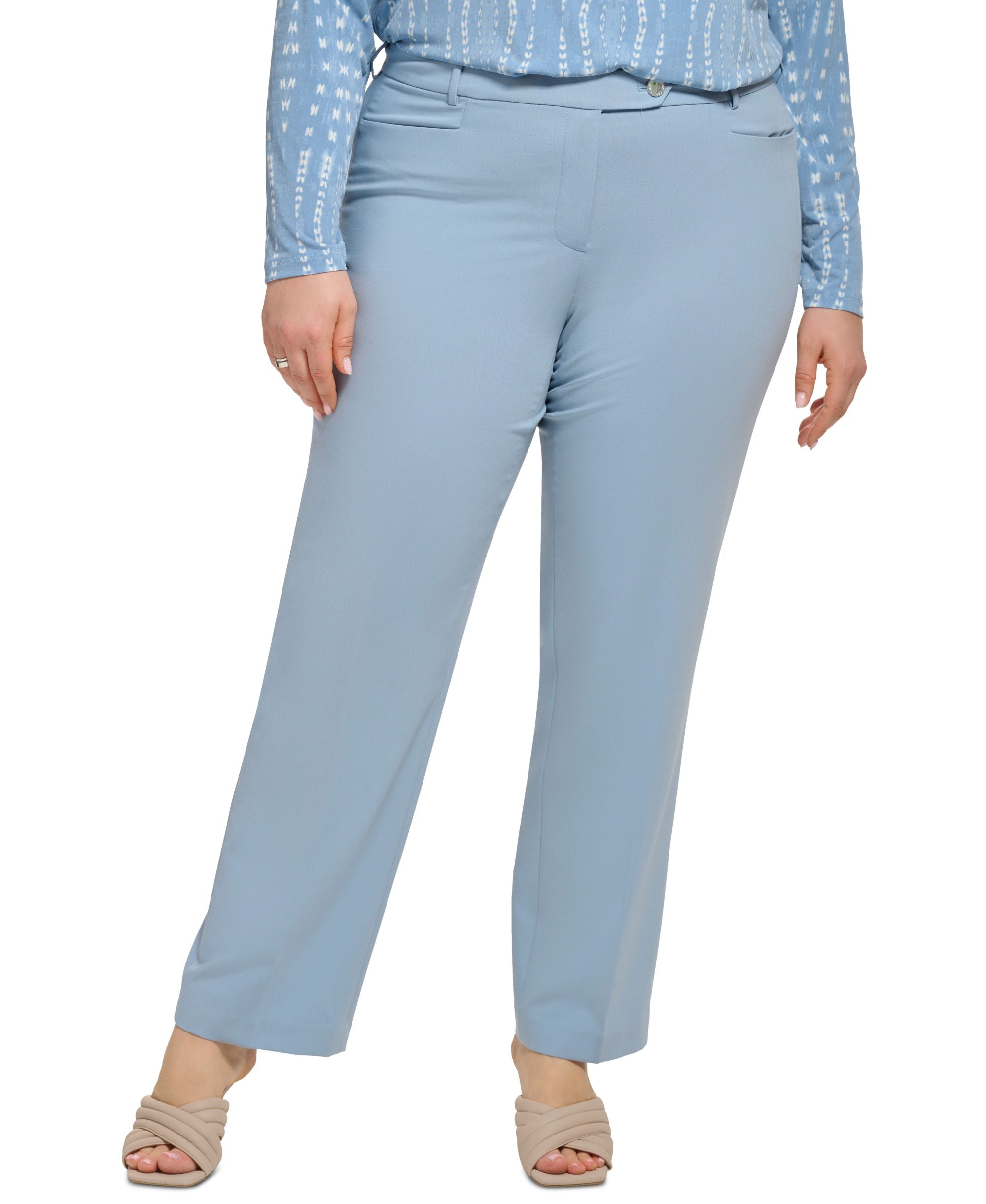 Plus Size Lux Modern-Fit Straight-Leg Signature Pants