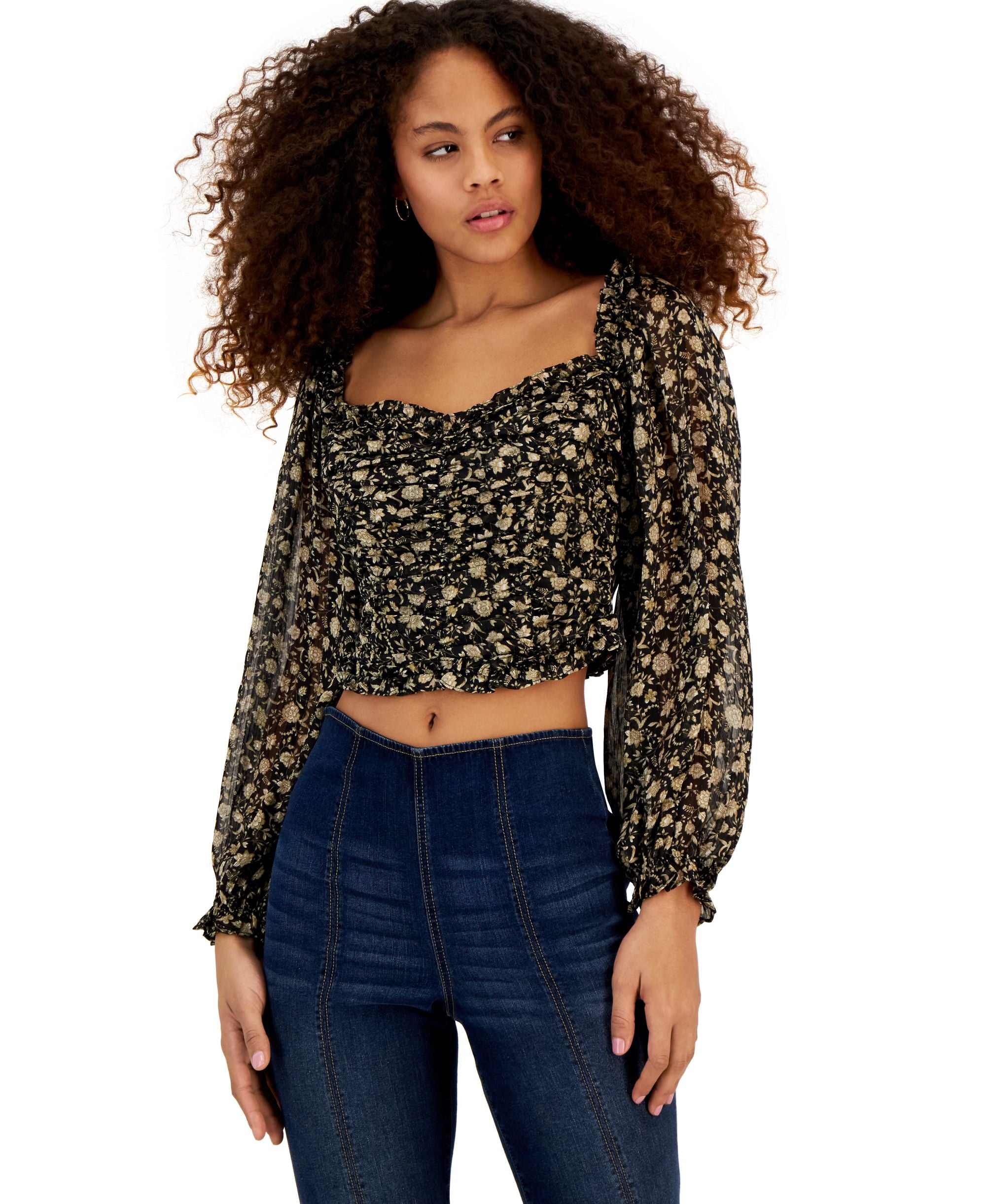 Women's Helena Printed Cropped Premium Top
