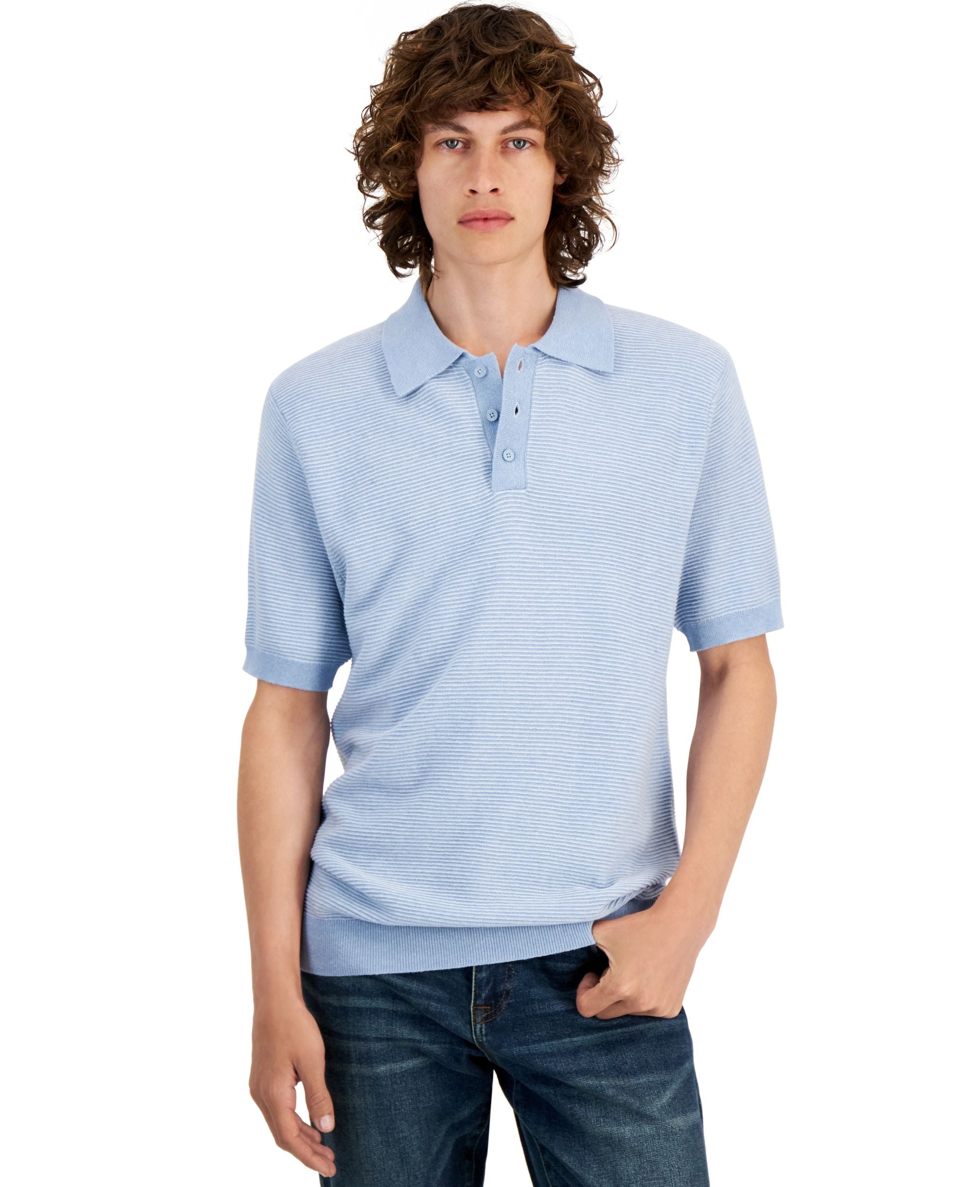 Men's Short-Sleeved Polo Twist Sweater