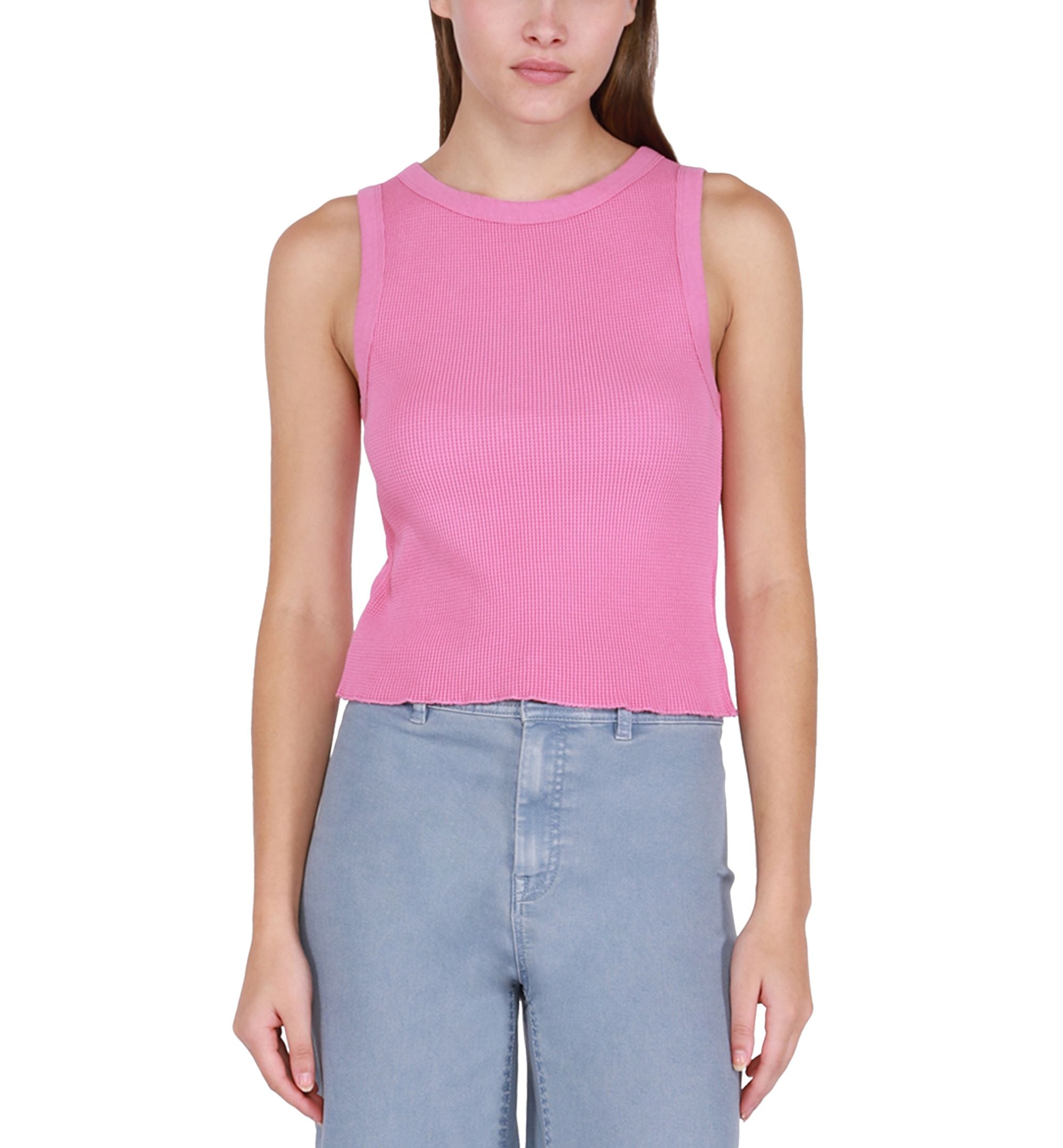 Women's Waffle-Knit Sleeveless Tank Premium Top