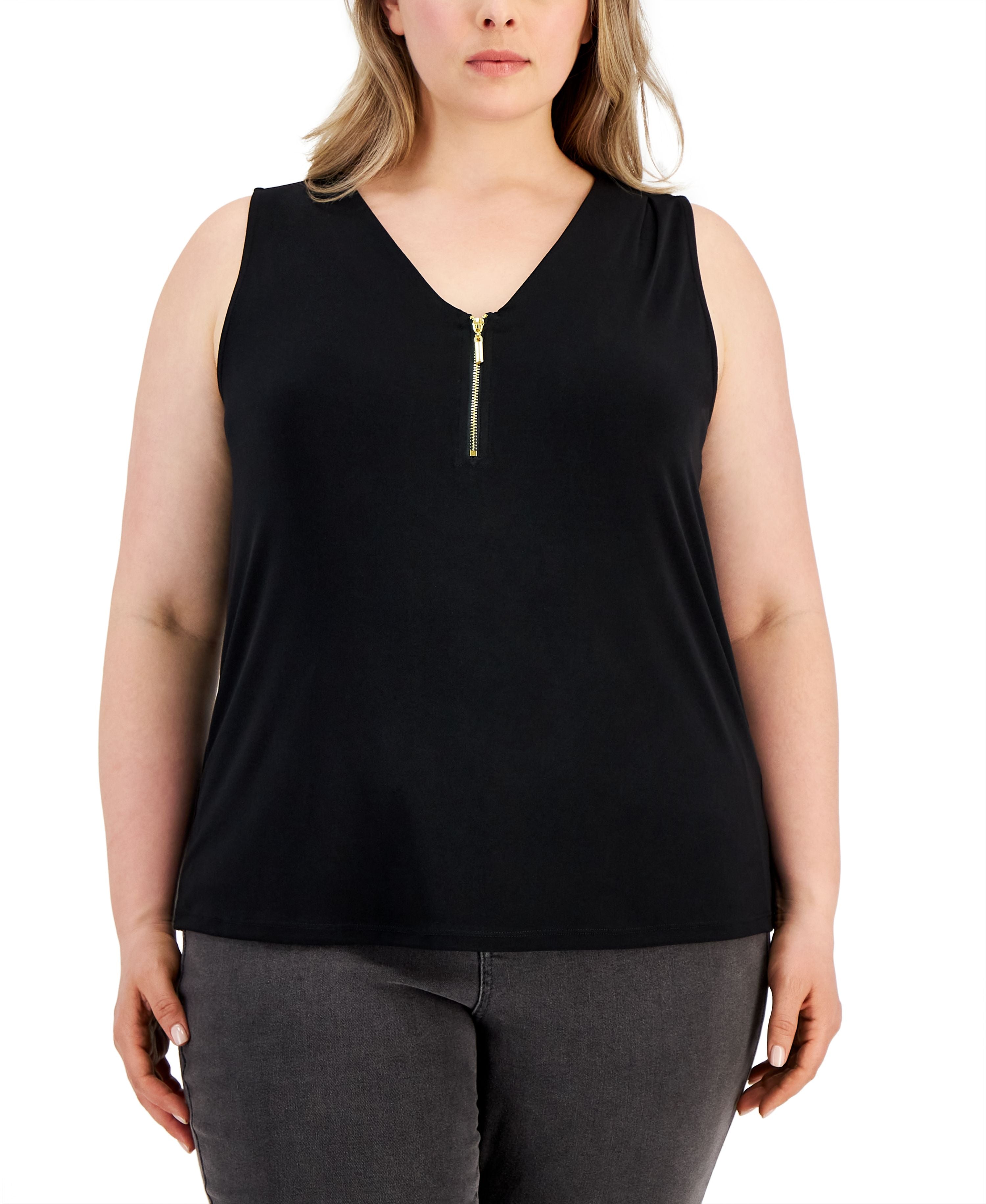 Plus Size Half-Zip Tank Premium Top