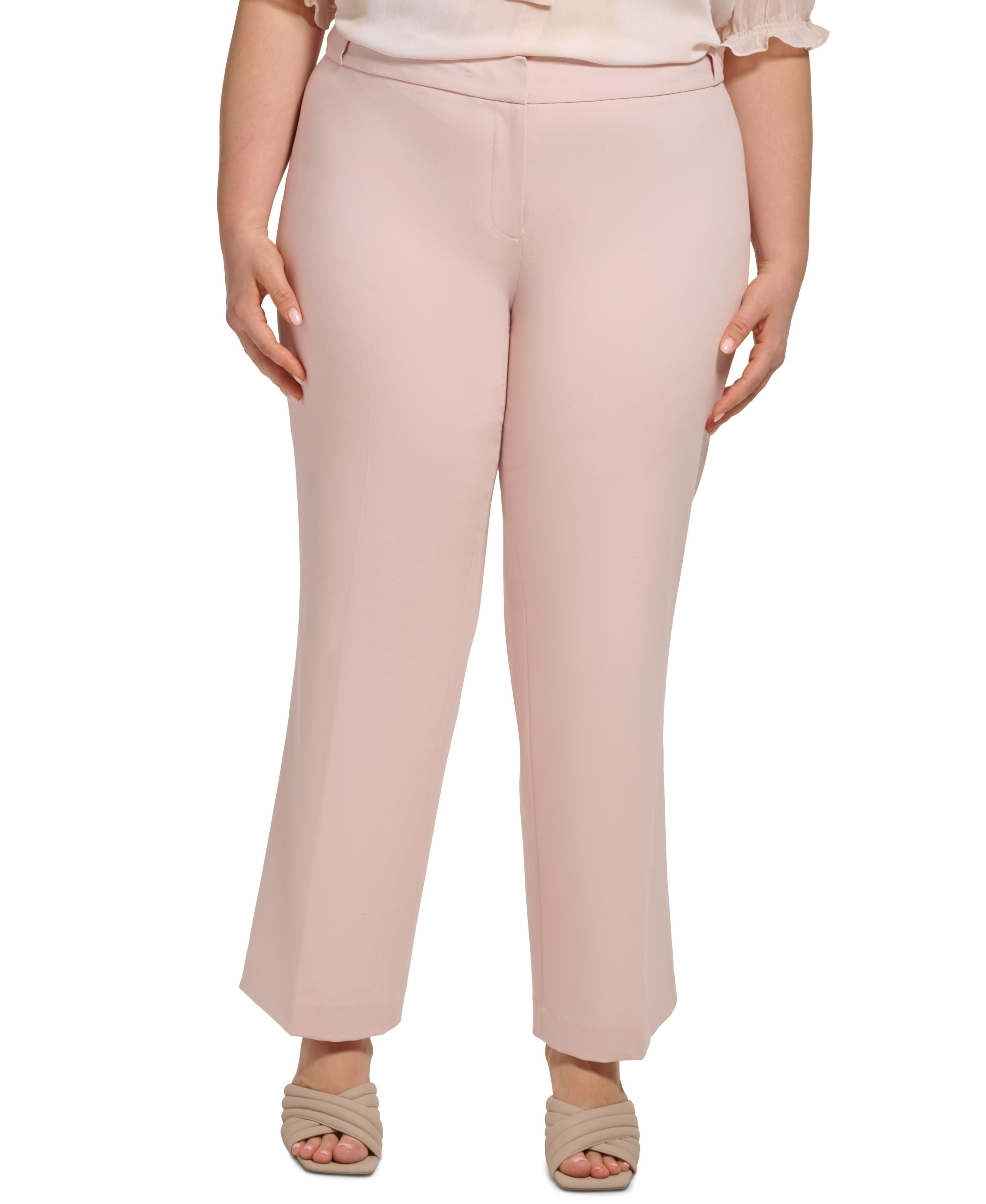 Plus Size Mid-Rise Straight-Leg Signature Pants