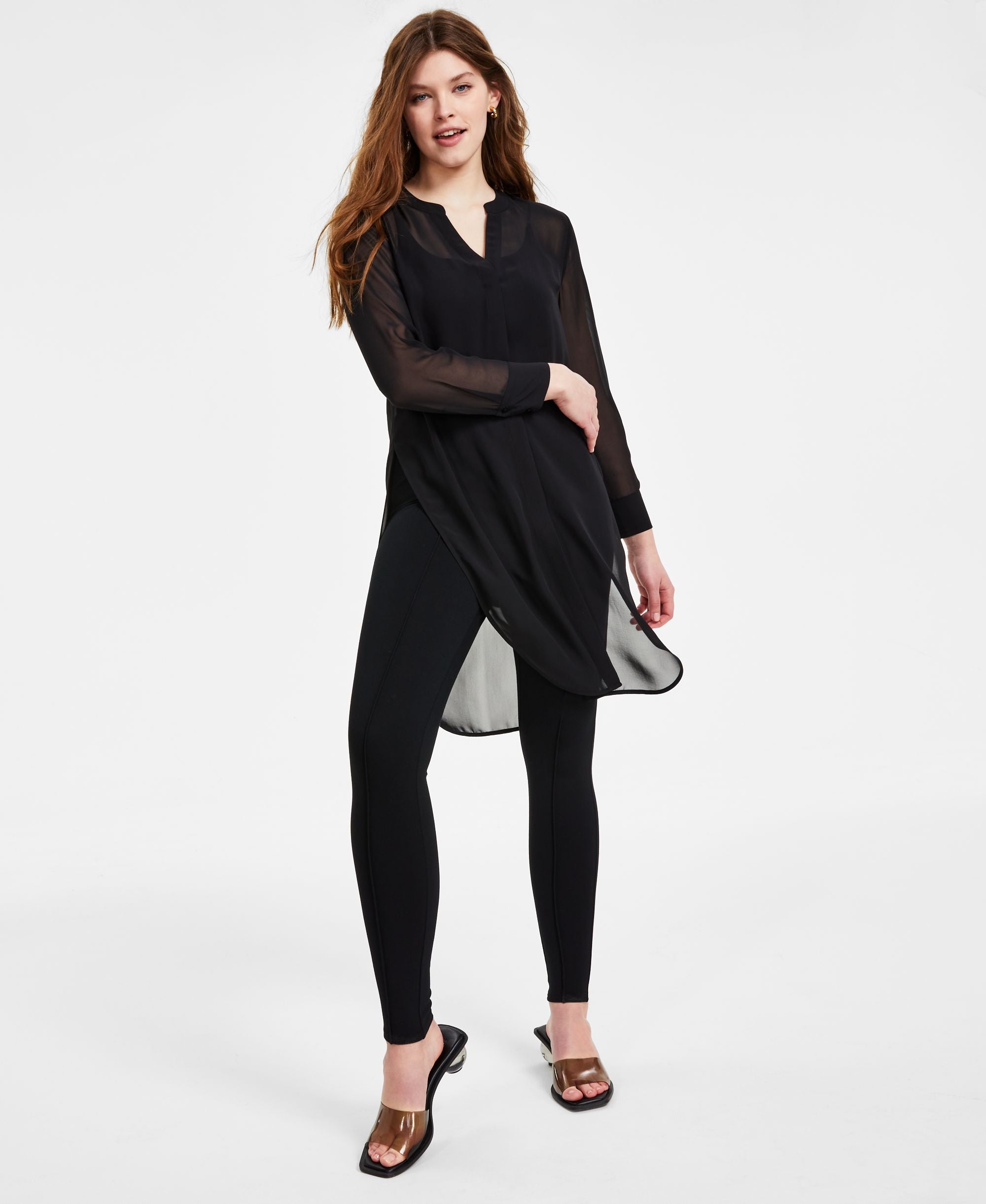 Petite Semi-Sheer Tunic Signature Blouse